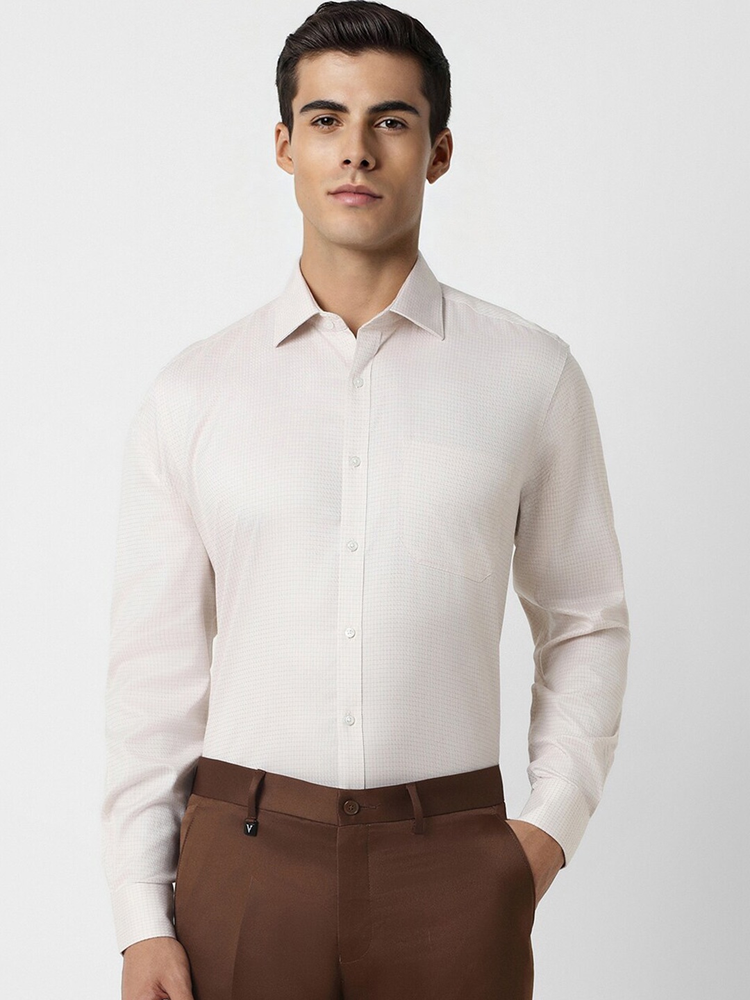 

Van Heusen Slim Fit Textured Self Design Cotton Formal Shirt, White