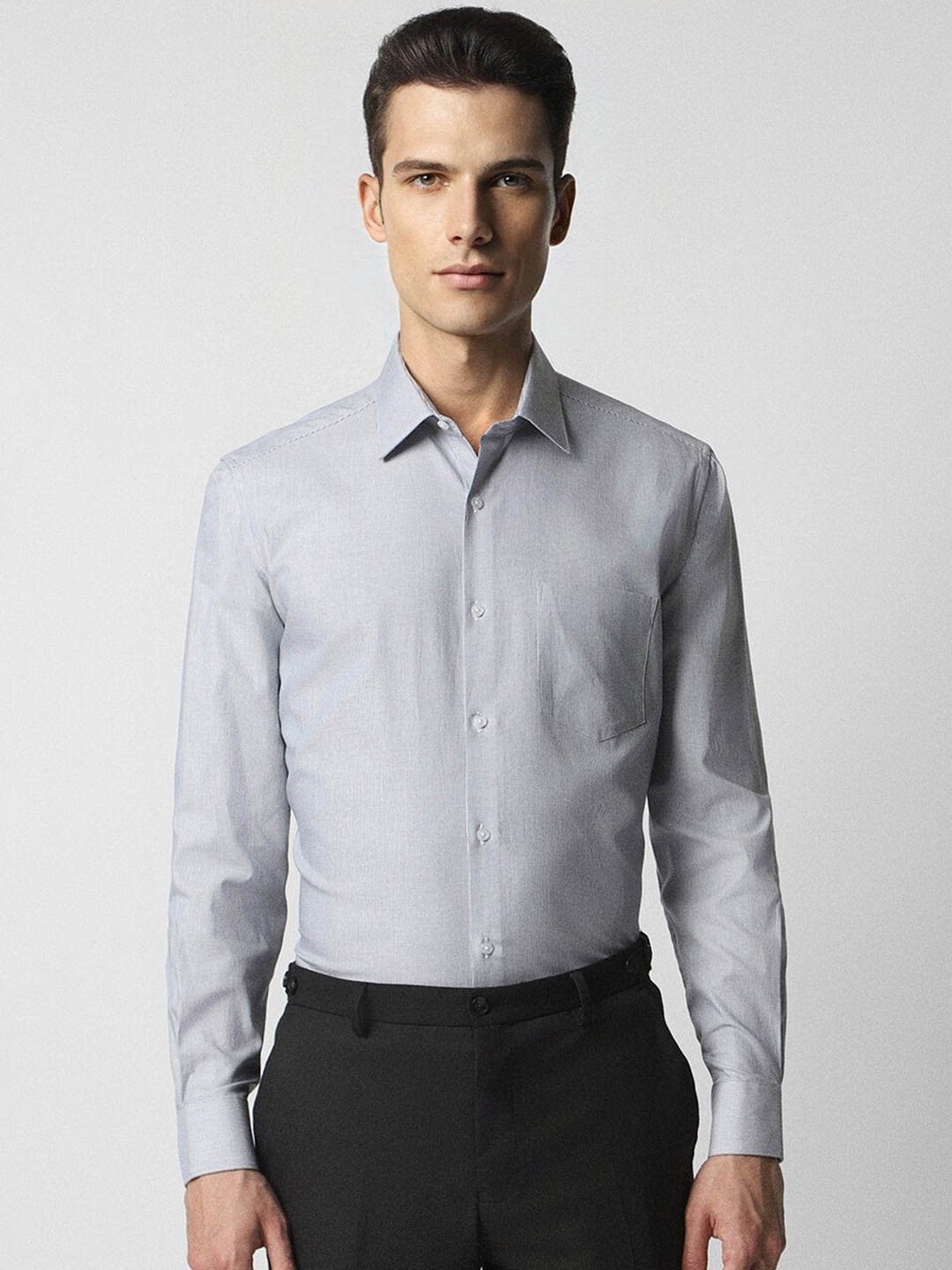 

Van Heusen Vertical Striped Pure Cotton Party Shirt, Grey