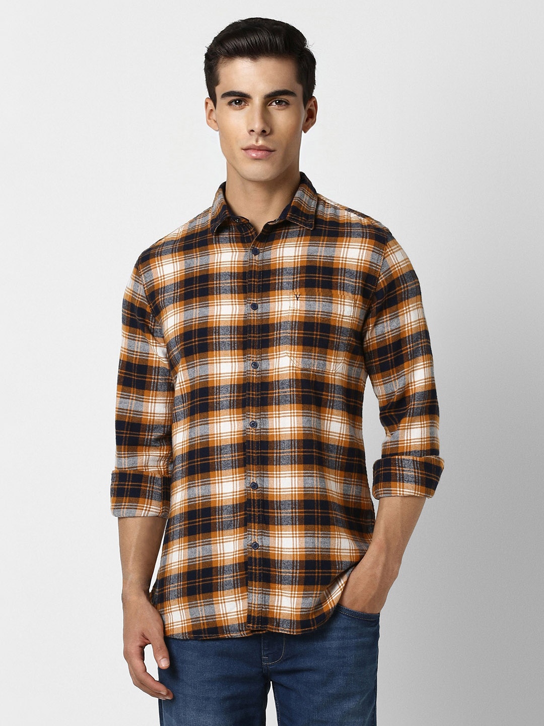 

VAN HEUSEN DENIM LABS Men Multicoloured Slim Fit Checked Casual Shirt, Multi