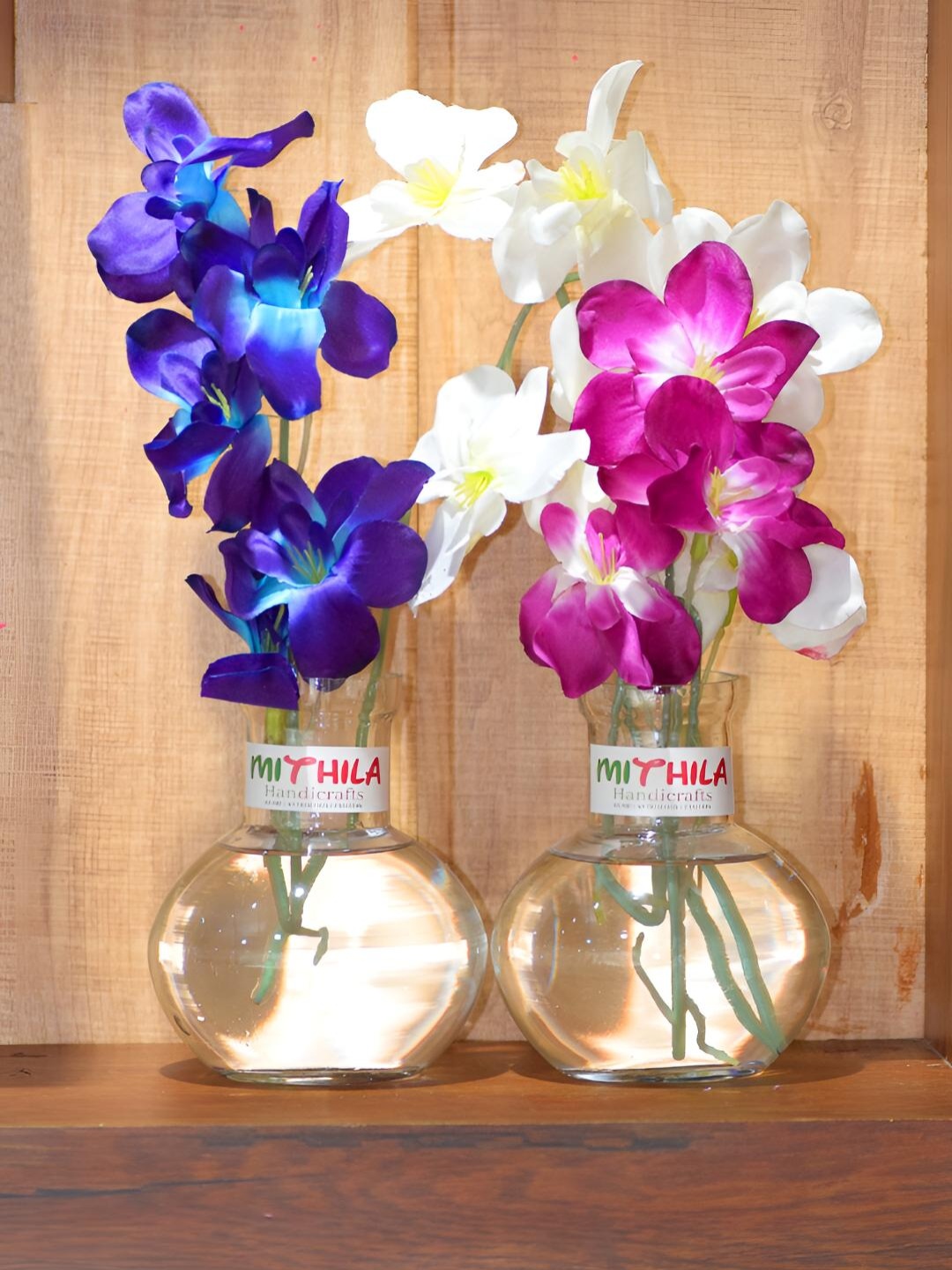 

MITHILA Handicrafts 2 Pieces Transparent Small Flower Glass Vase