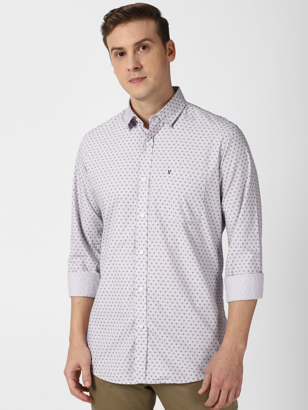 

Van Heusen Sport Slim Fit Micro Ditsy Printed Pure Cotton Casual Shirt, Purple