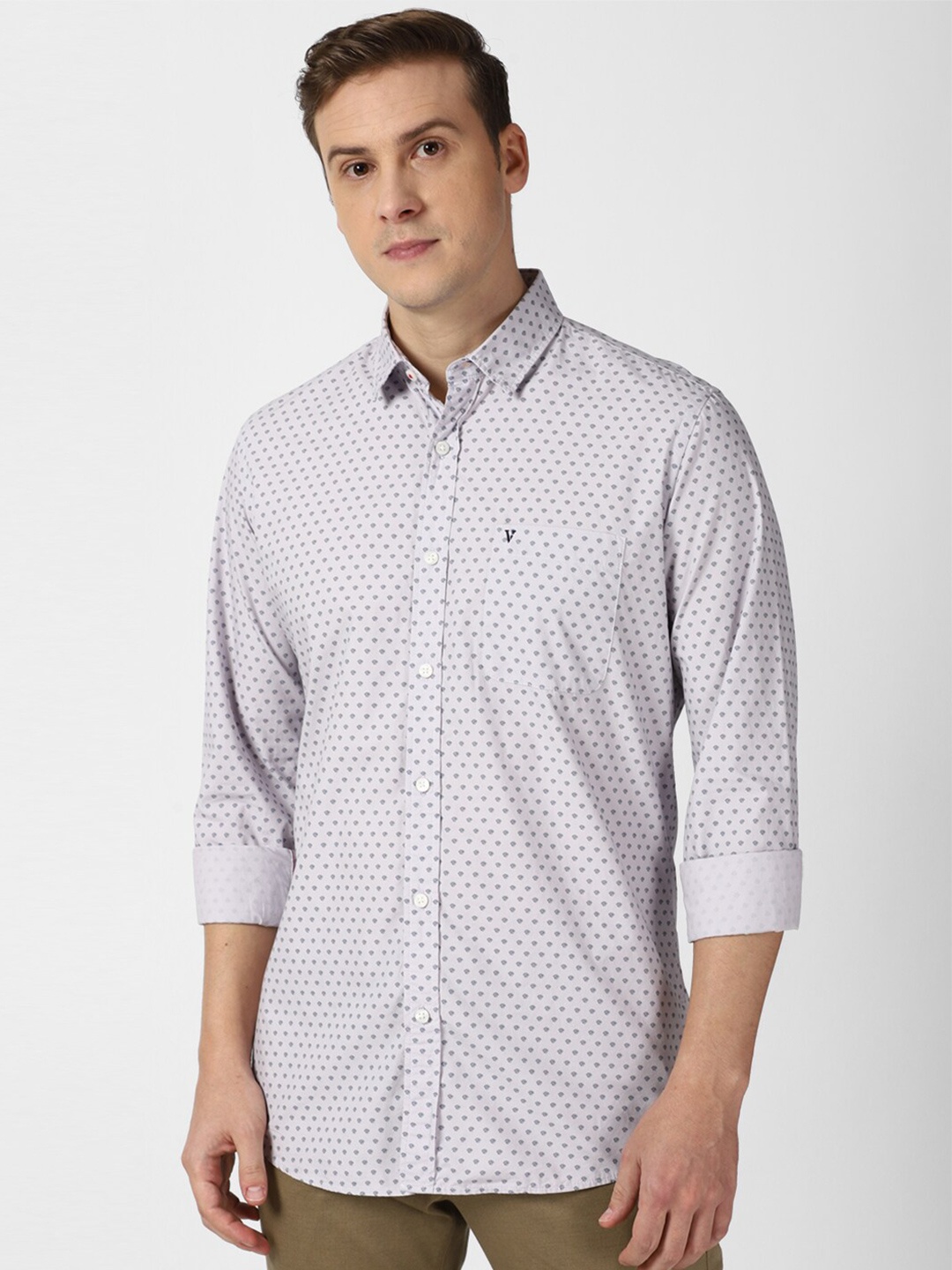 

Van Heusen Sport Slim Fit Micro Ditsy Printed Pure Cotton Casual Shirt, Purple
