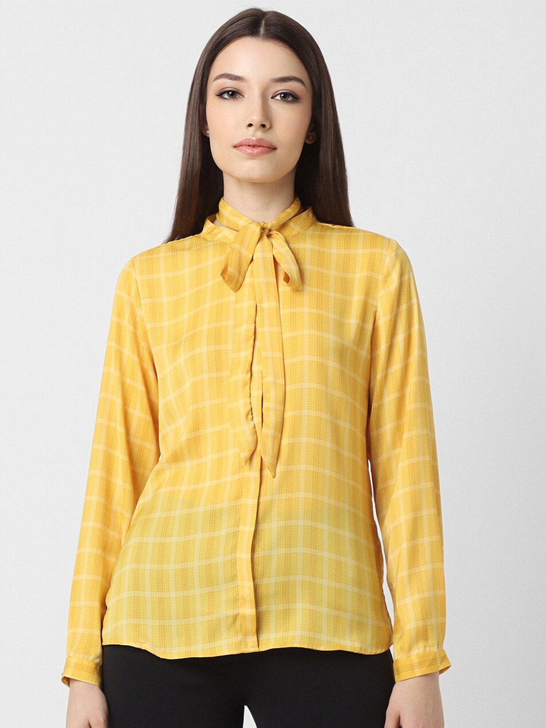 

Van Heusen Woman Checked Formal Shirt, Yellow