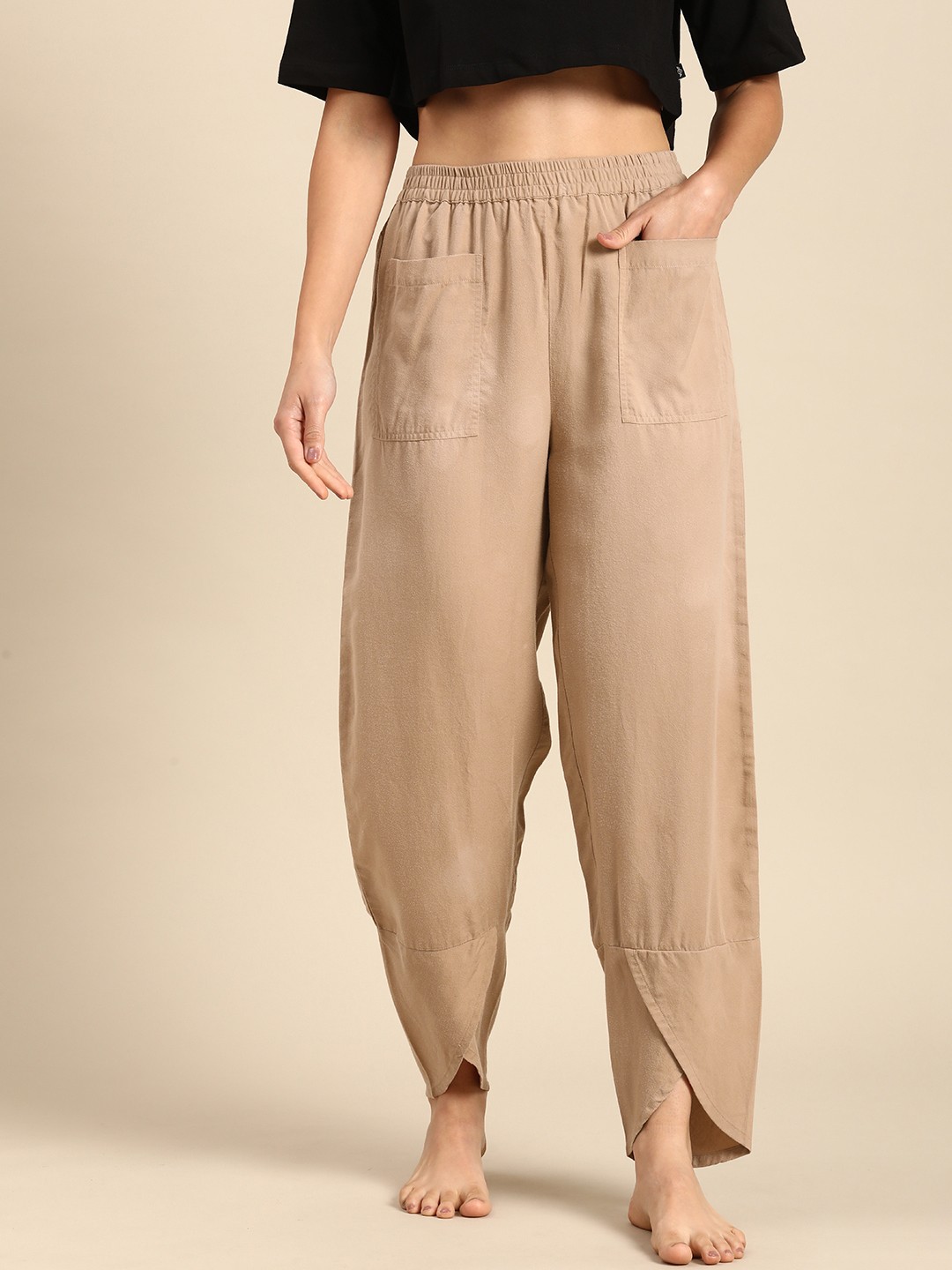

Mystere Paris Mid-Rise Lounge Pants, Beige