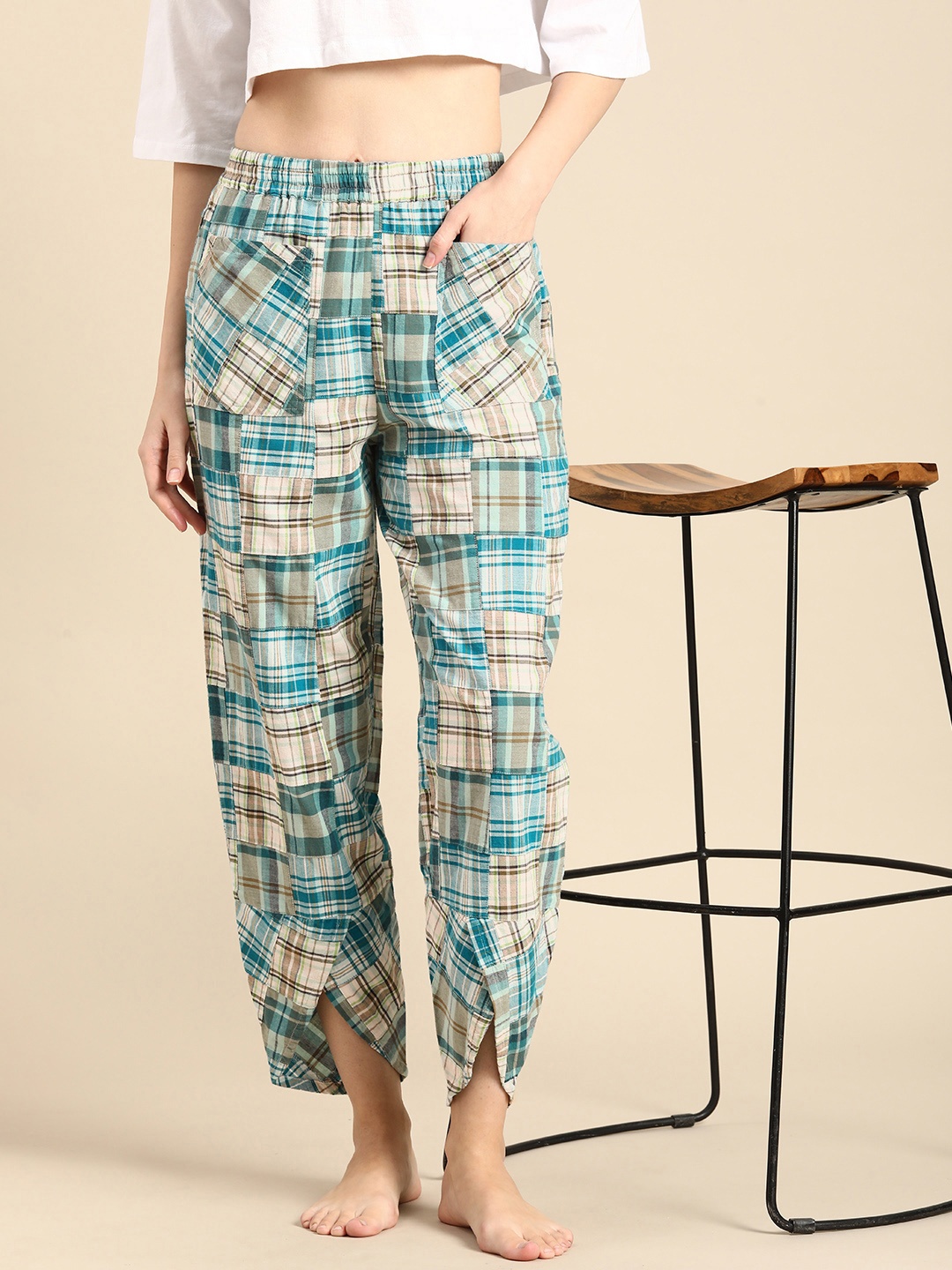 

Mystere Paris Checked Mid-Rise Lounge Pants, Multi