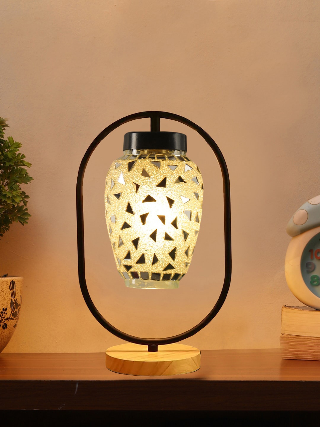 

Devansh Black & Brown Glass Wooden & Iron Table Lamp