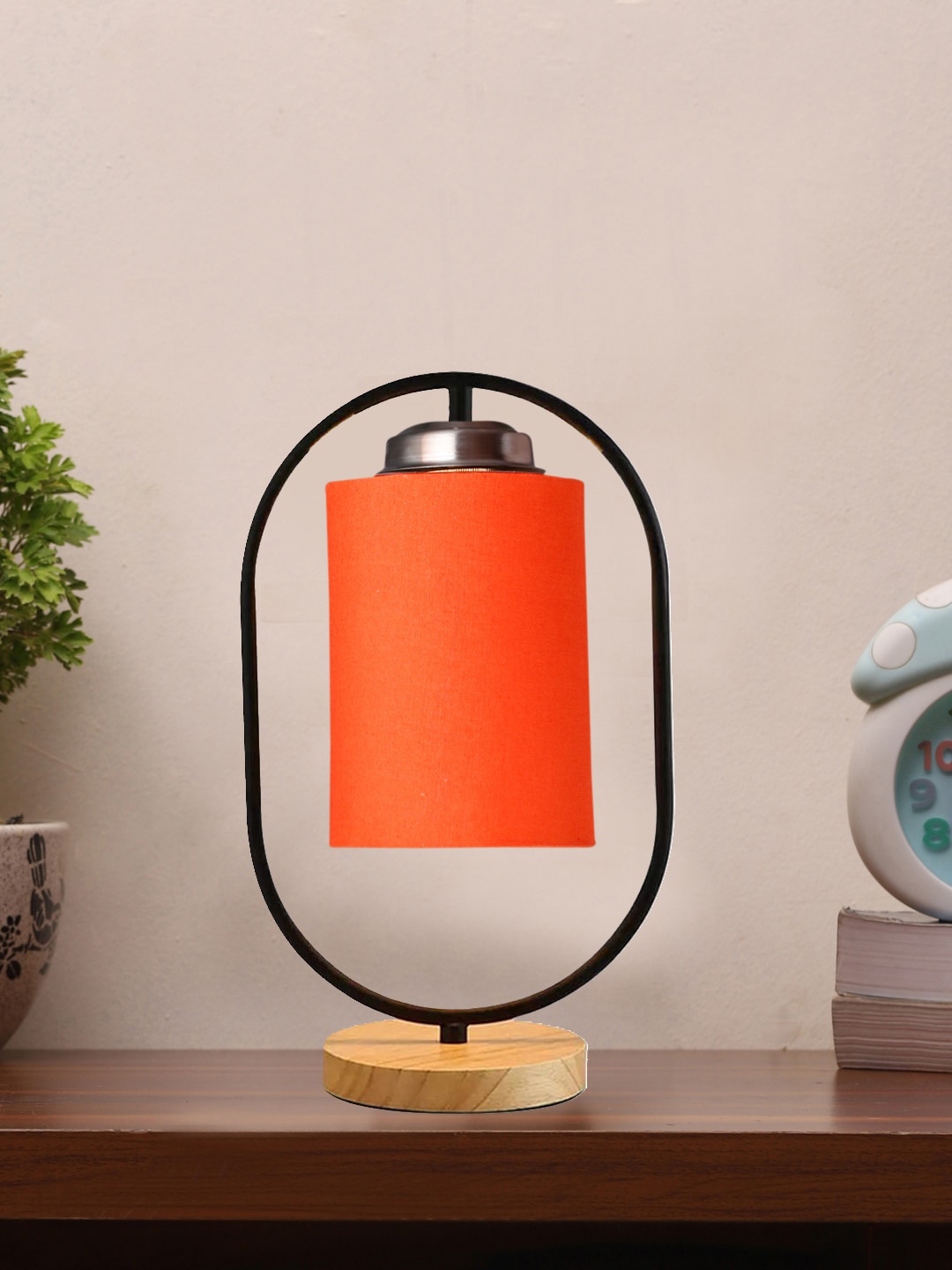 

Devansh Black & Orange Cotton Drum Wooden & Iron Table Lamp