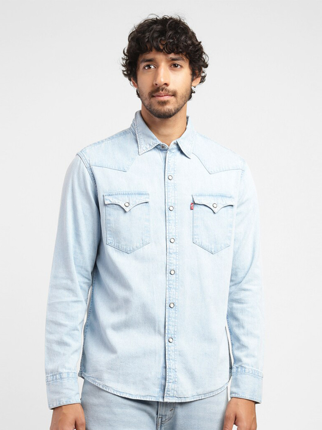 

Levis Slim Fit Faded Spread Collar Cotton Casual Shirt, Blue