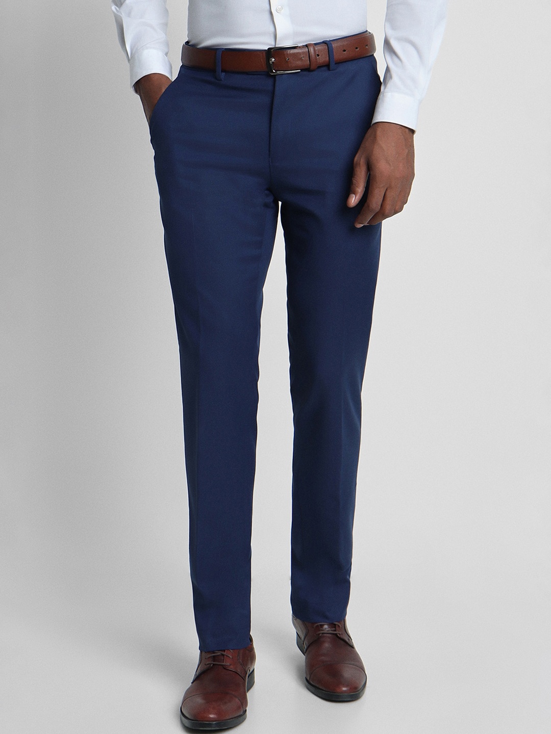 

Peter England Elite Men Slim Fit Formal Trousers, Navy blue