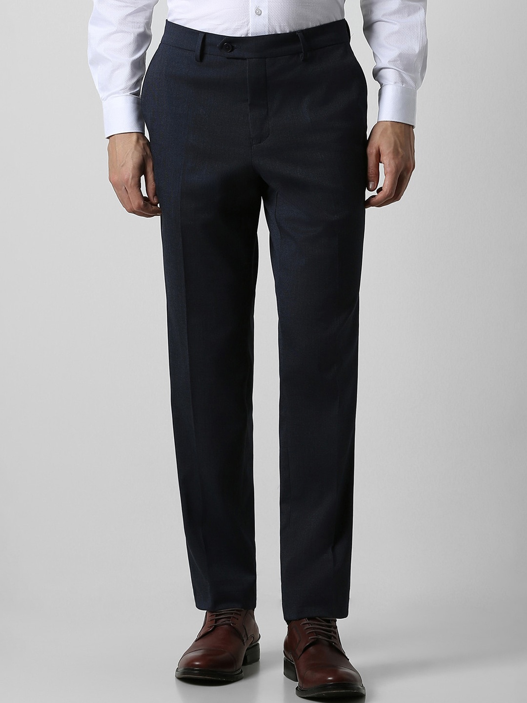 

Van Heusen Men Textured Slim Fit Formal Trousers, Navy blue