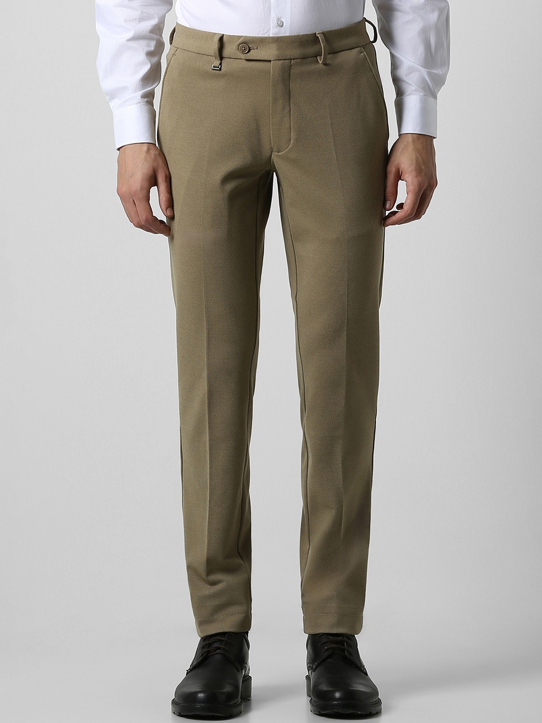 

Van Heusen Men Textured Slim Fit Formal Trousers, Brown