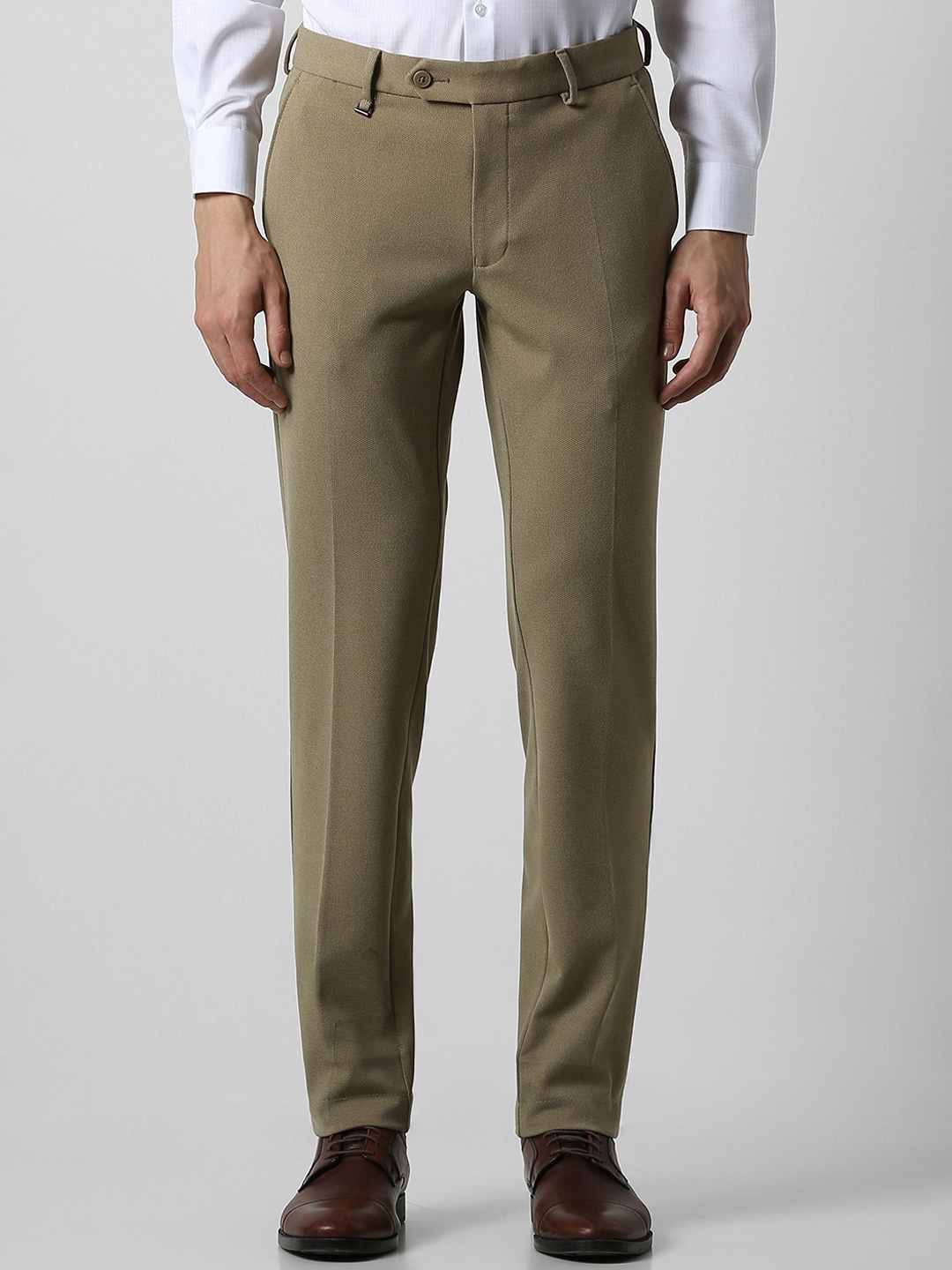 

Van Heusen Men Ultra Slim Fit Mid-Rise Formal Trousers, Brown