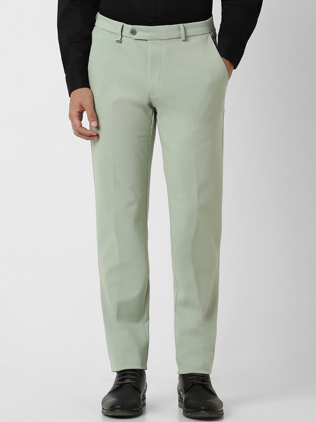 

Van Heusen Men Ultra Slim Fit Mid-Rise Formal Trousers, Sea green
