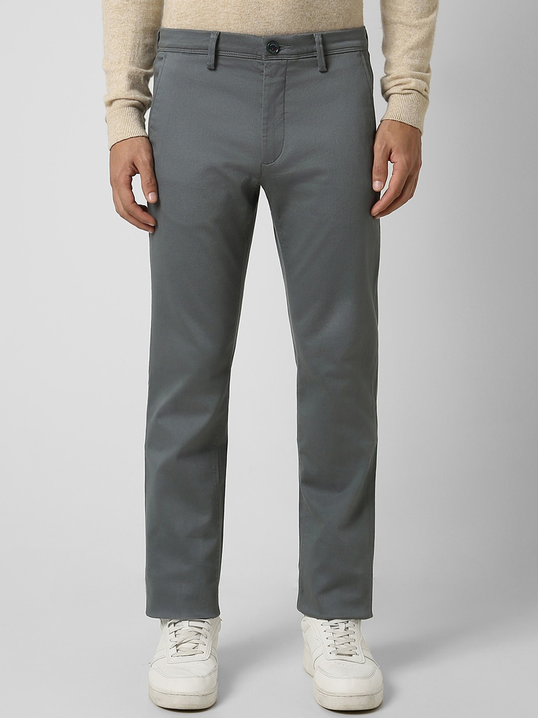 

Van Heusen Sport Men Textured Slim Fit Regular Trousers, Grey