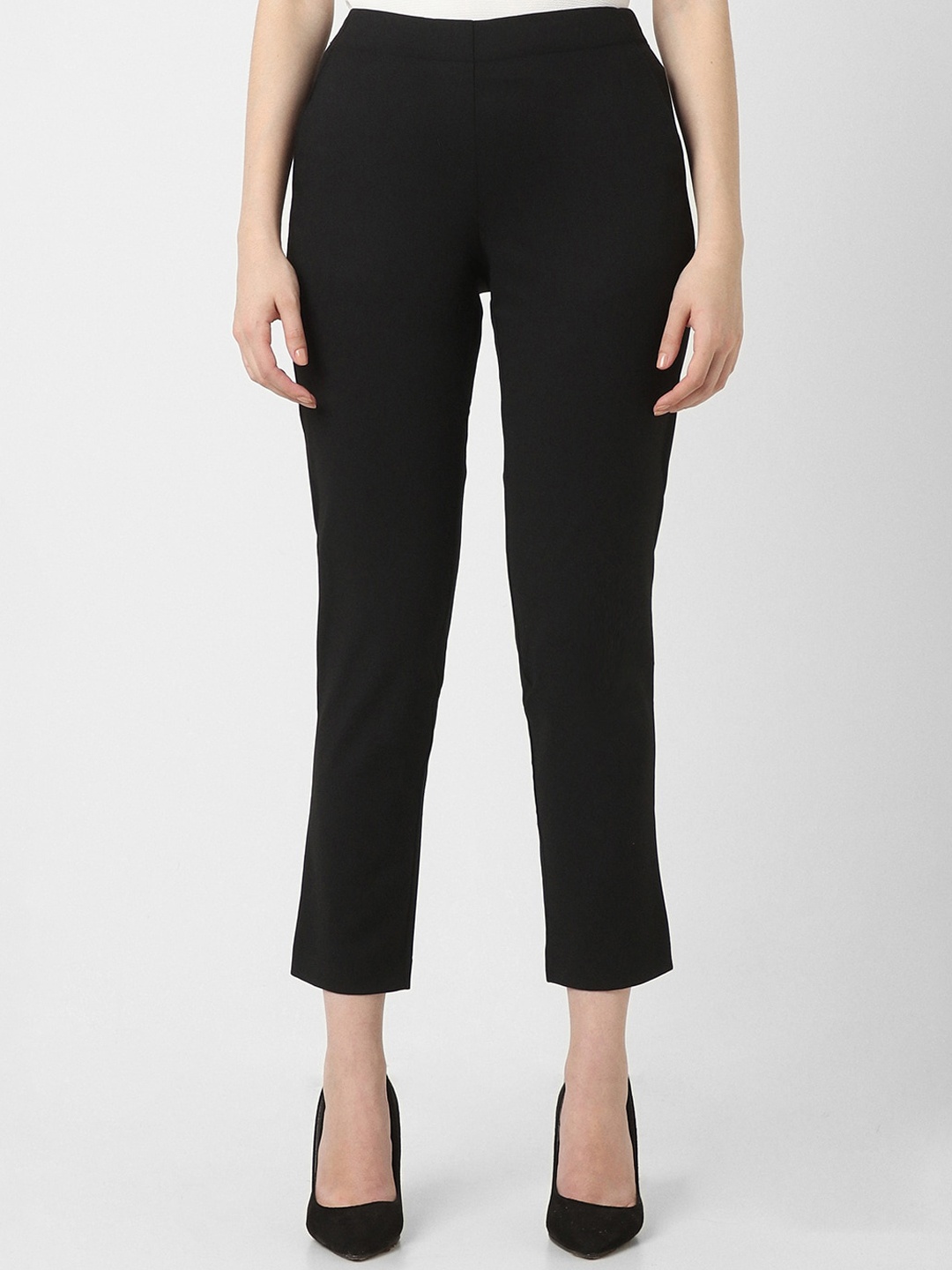 

Van Heusen Woman Mid-Rise Cropped Regular Trousers, Black