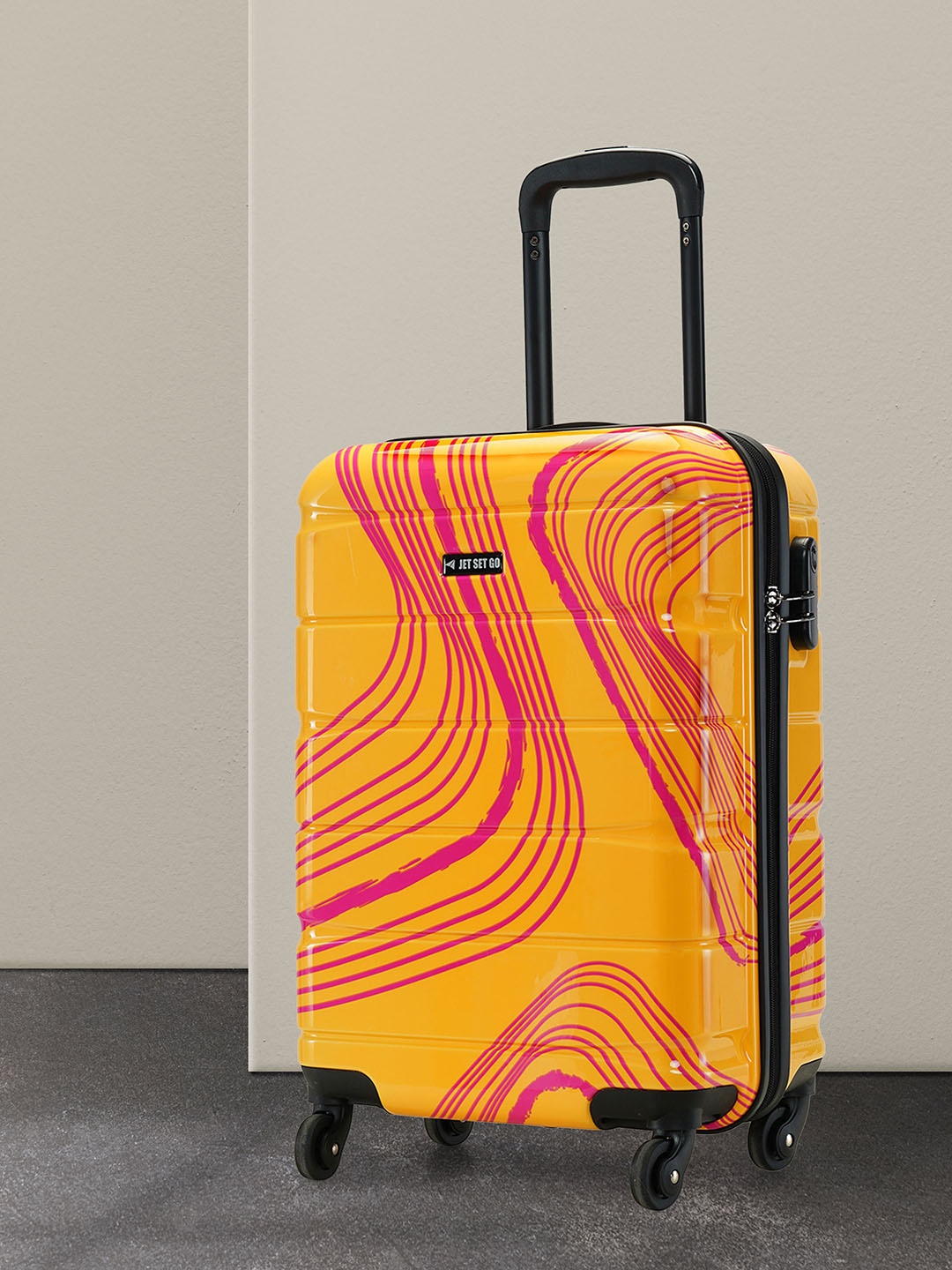 

Jet Set Go Peso Printed Hard-Sided Cabin Trolley Bag, Yellow