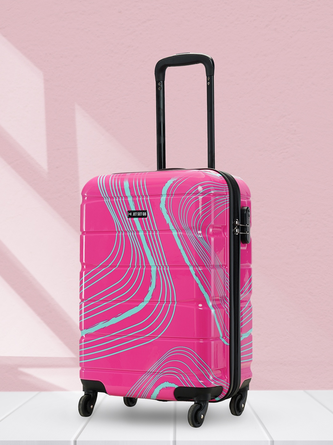 

Jet Set Go Peso Printed Pink Hard-Sided Cabin Trolley Bag