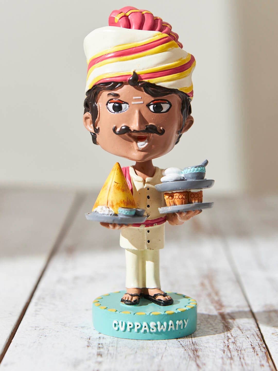 

Chumbak White Textured Cuppa Swamy Bobble Head Small Figurine Showpiece