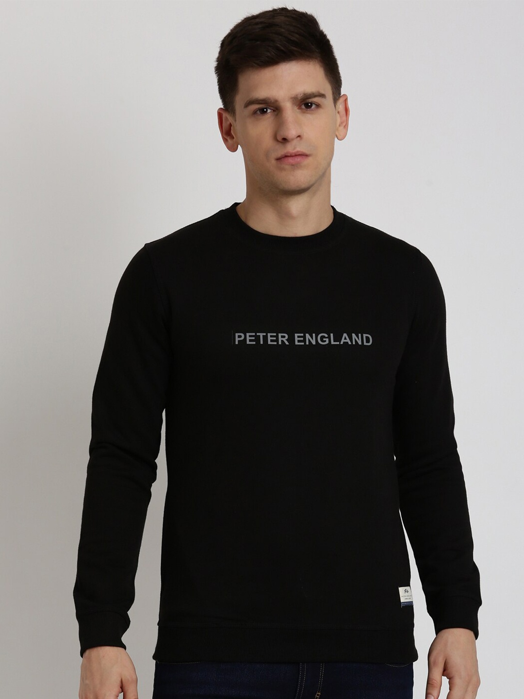 

Peter England Casuals Printed Round Neck Acrylic Sweatshirt, Black