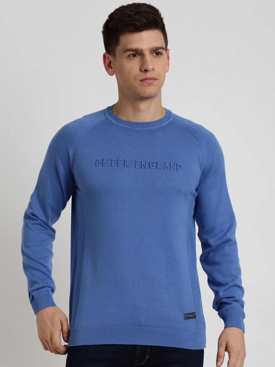 

Peter England Casuals Printed Round Neck Cotton Sweatshirt, Blue