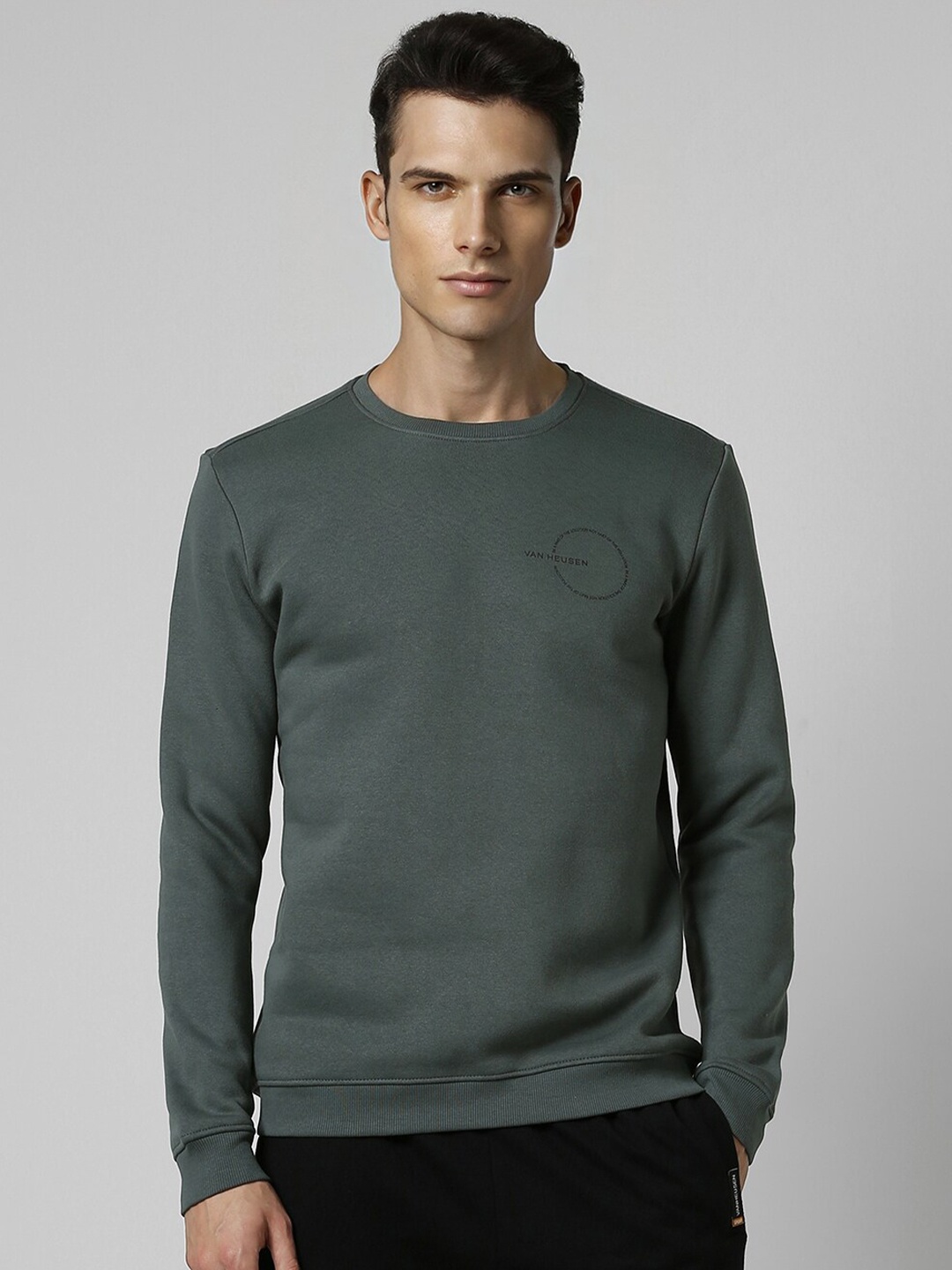 

Van Heusen Flex Round Neck Long Sleeves Pullover, Olive