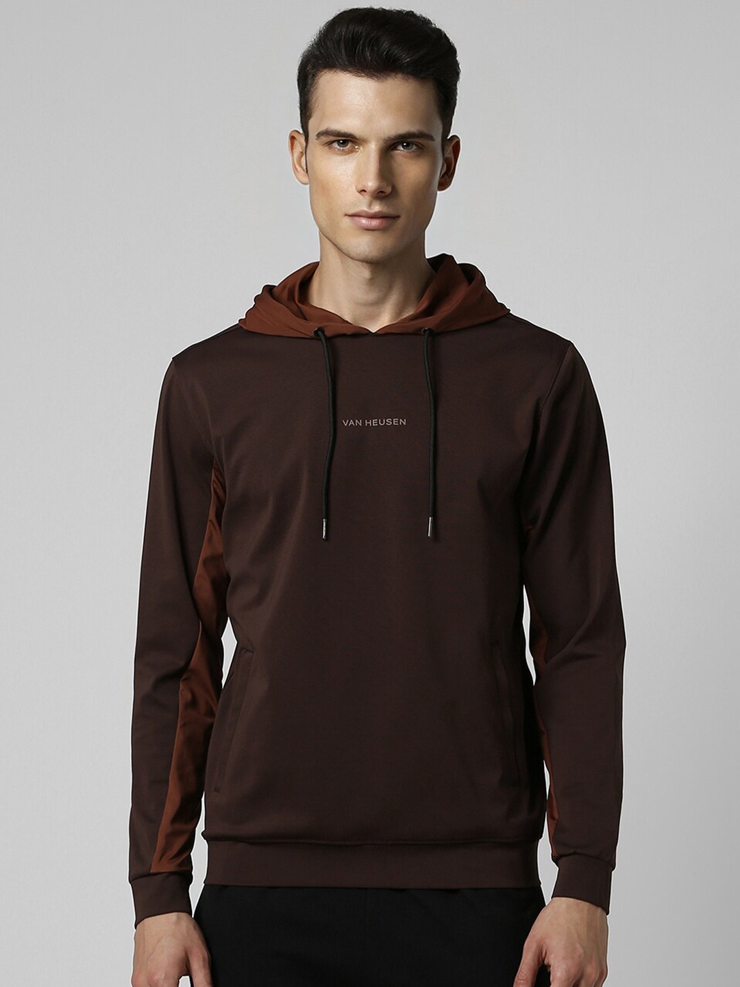 

Van Heusen Flex Printed Hooded Pullover, Brown
