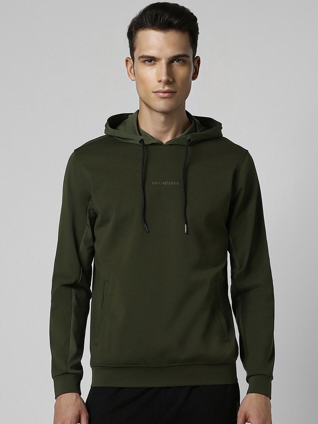 

Van Heusen Flex Hooded Cotton Pullover, Green