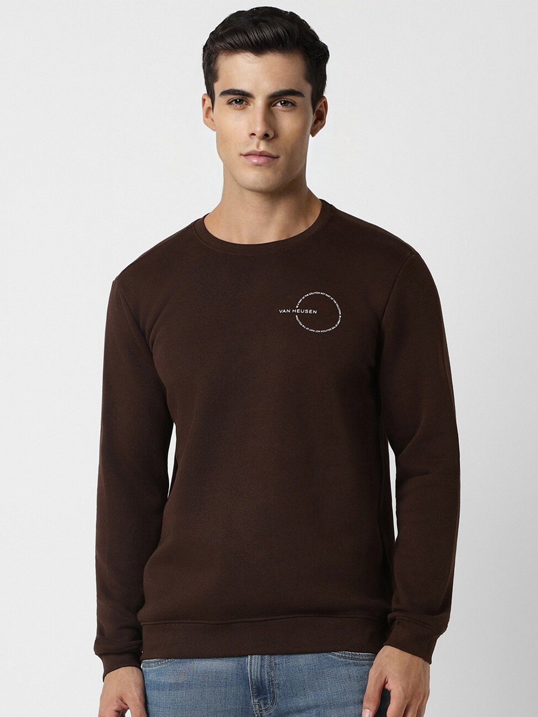 

Van Heusen Flex Round Neck Long Sleeves Pullover, Brown
