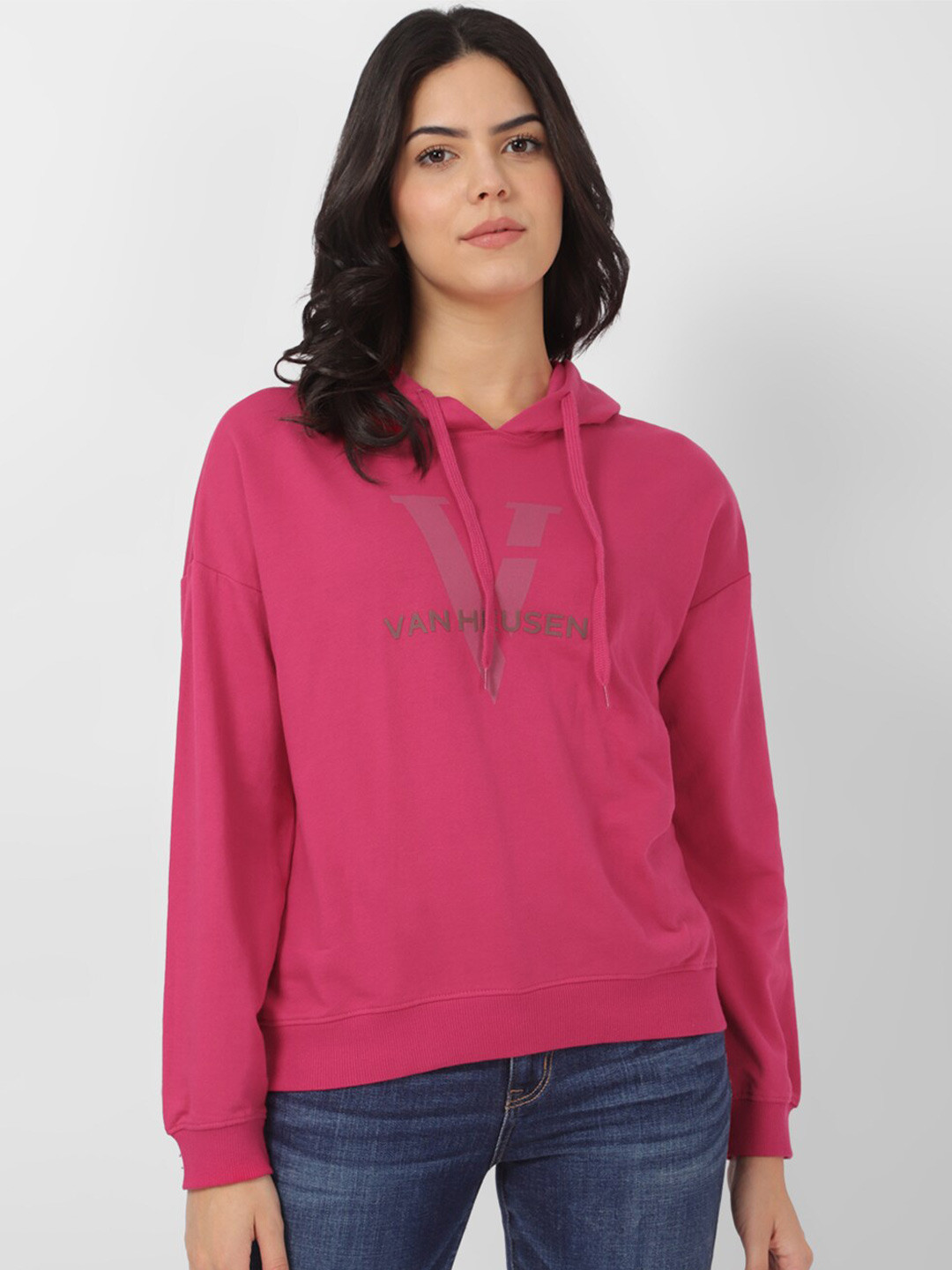 

Van Heusen Woman Typography Printed Hooded Sweatshirt, Pink