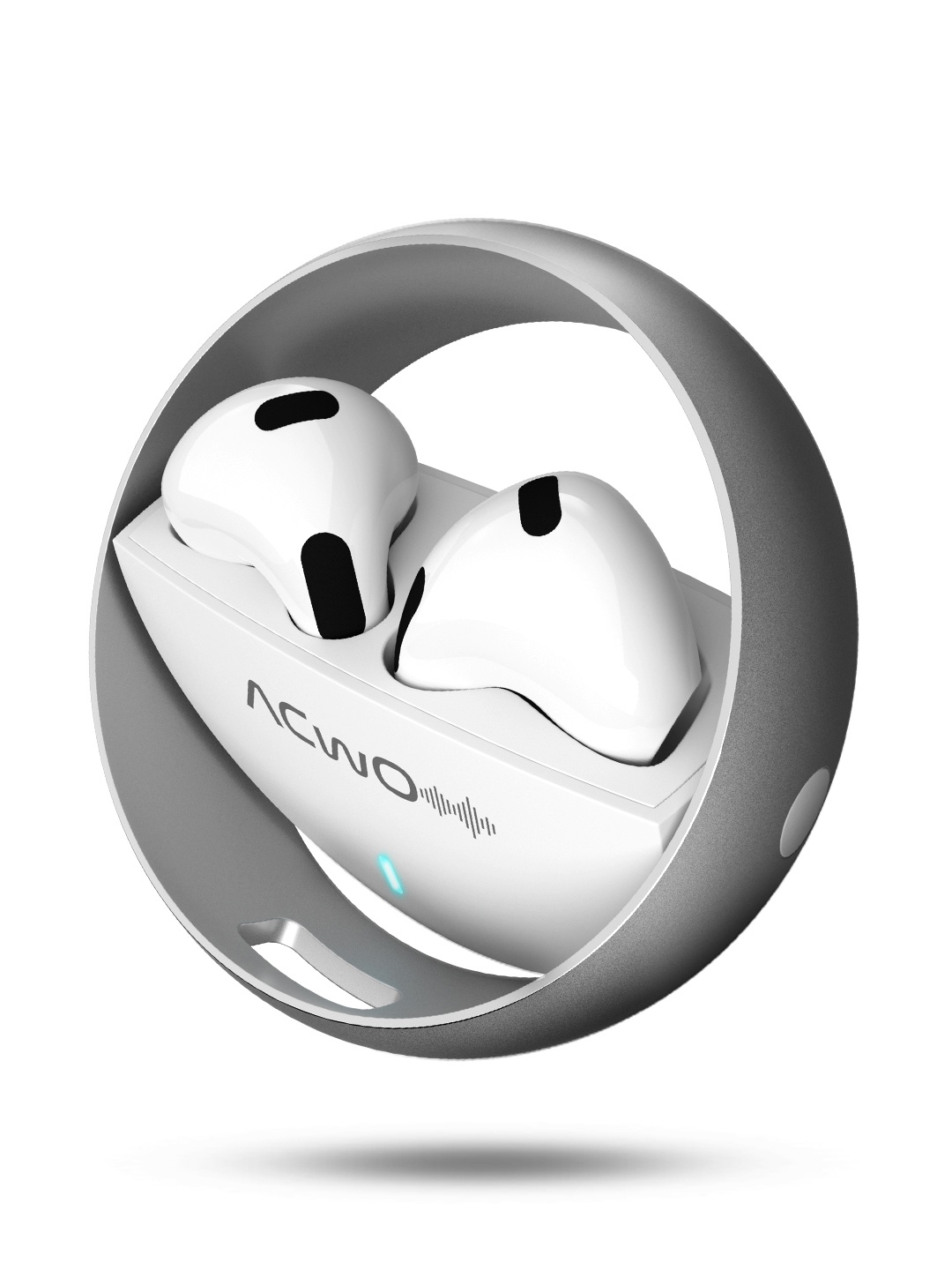 

ACwO DwOTS Muze Rotating Design Wireless Earbud with Noise Cancellation & 30H Playtime, Silver