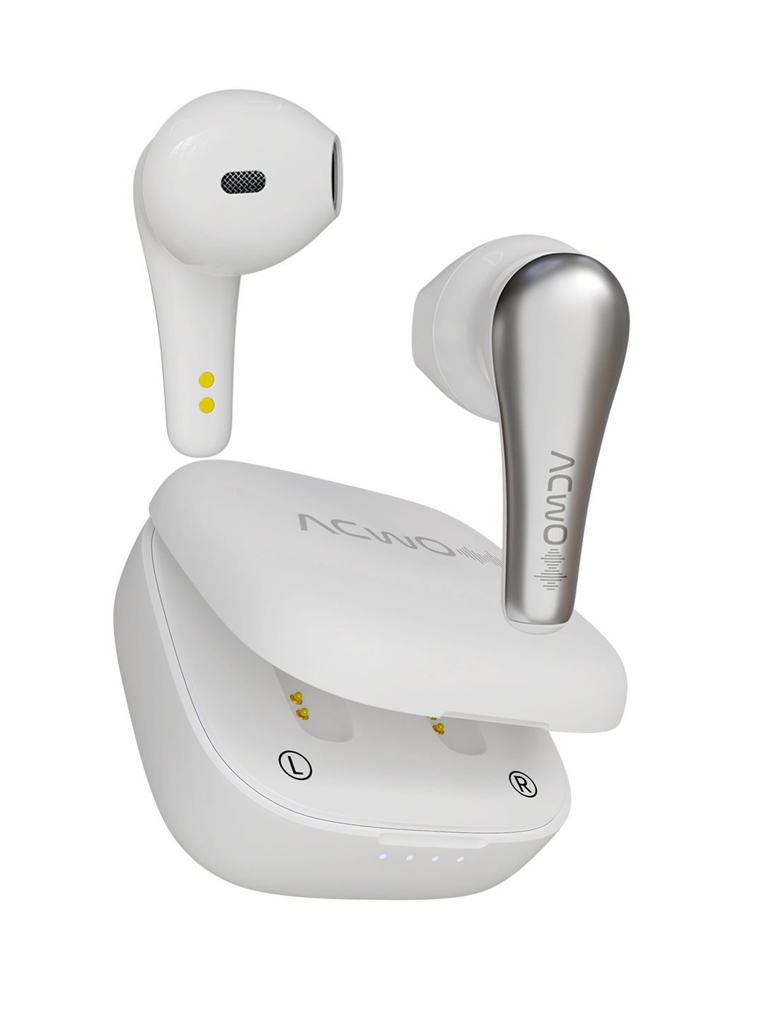 

ACwO DwOTS 515 Pearl White 50Hrs Playtime TWS Compact Case AI-ENC Earbuds