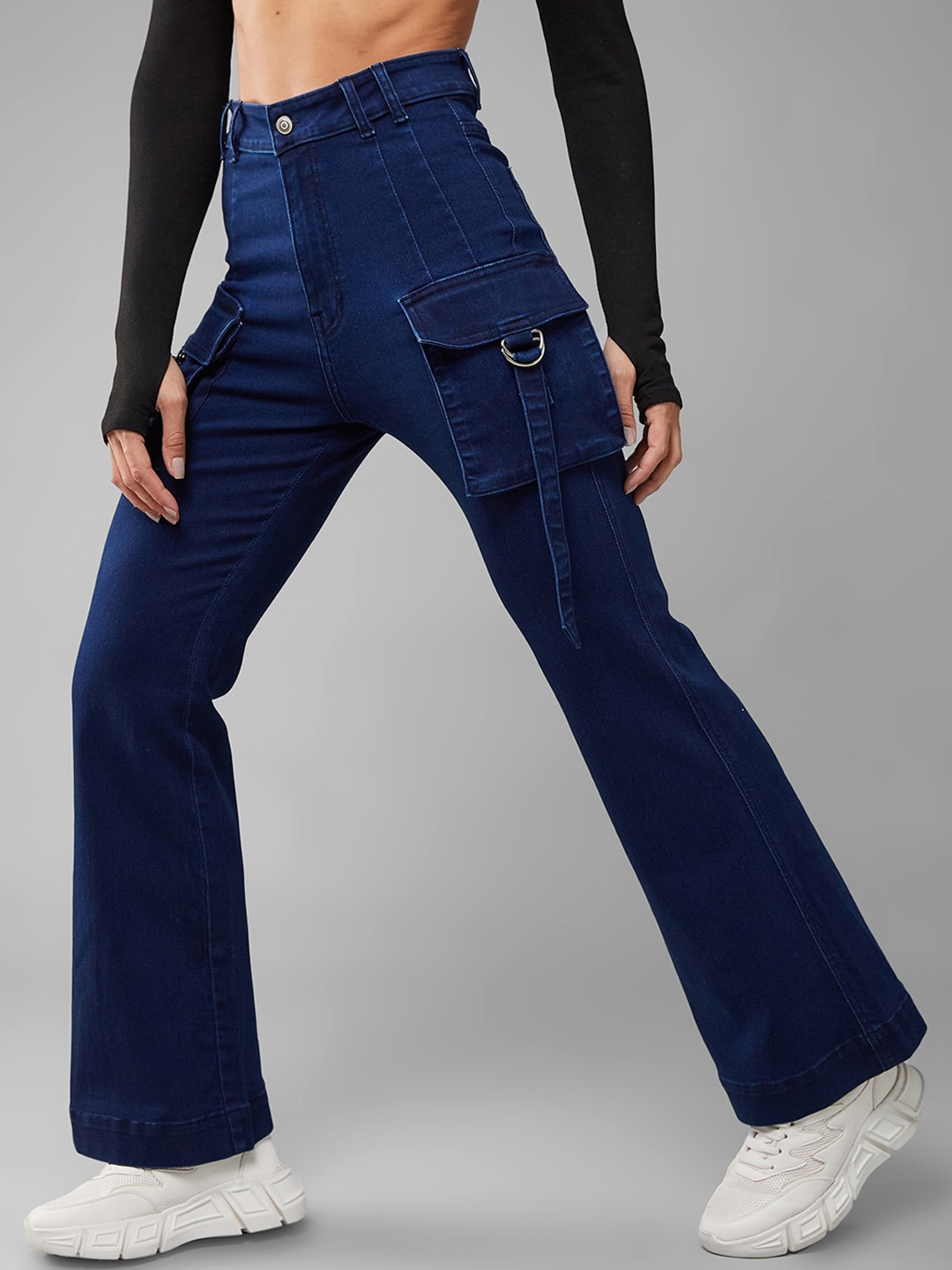 

DOLCE CRUDO Women Blue Bootcut High-Rise Stretchable Jeans