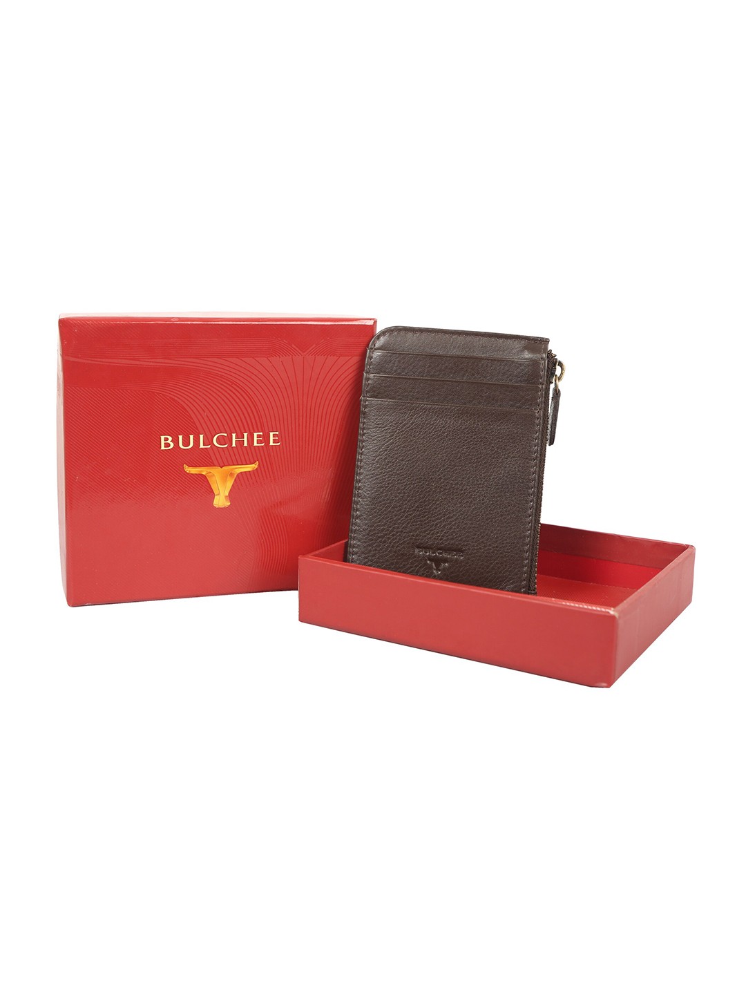 

BULCHEE Men Leather Zip Around Wallet, Brown