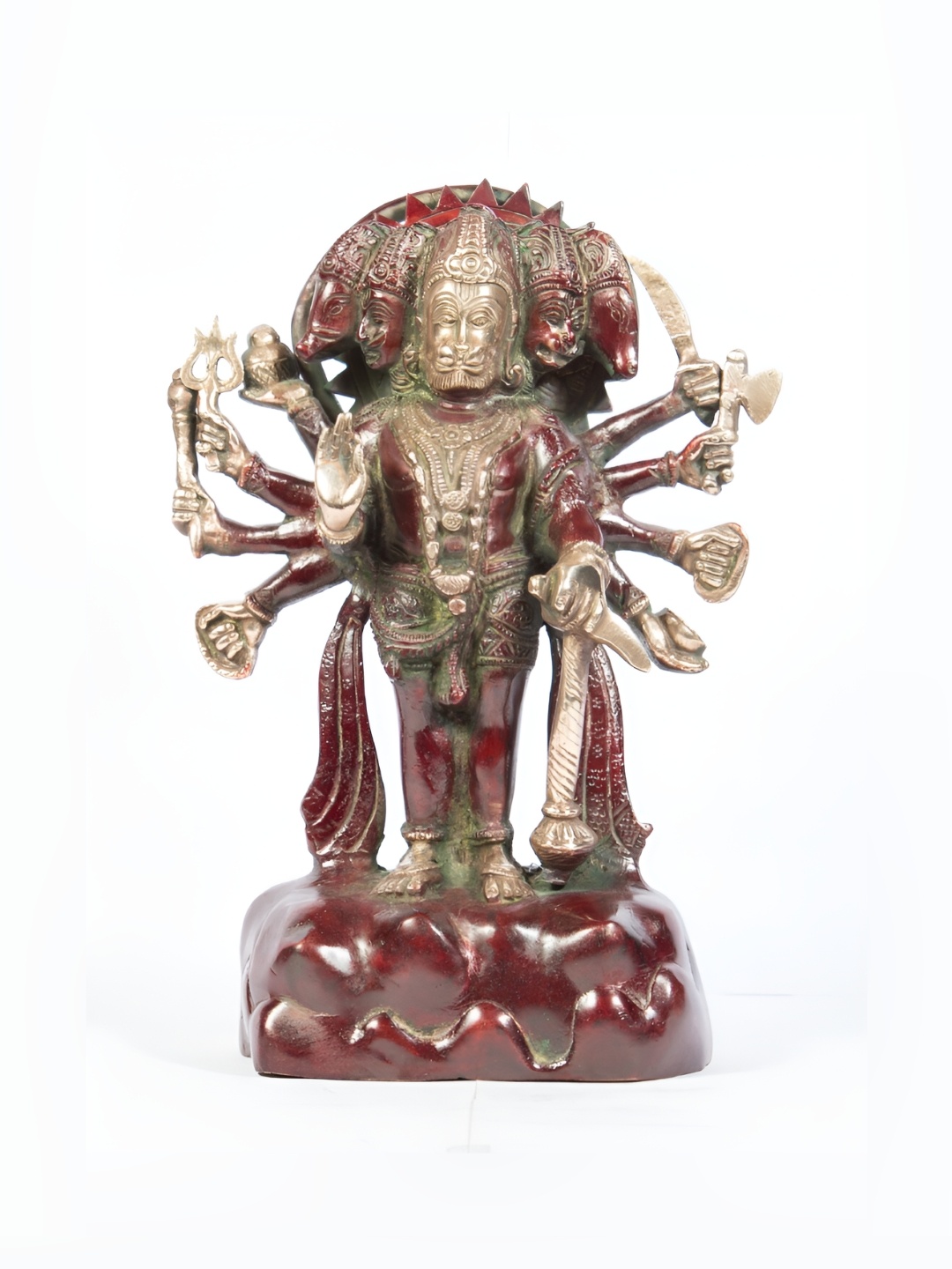 

Arihant Craft Gold-Toned & Red Brass Panchamukhi Hanuman Medium Showpiece