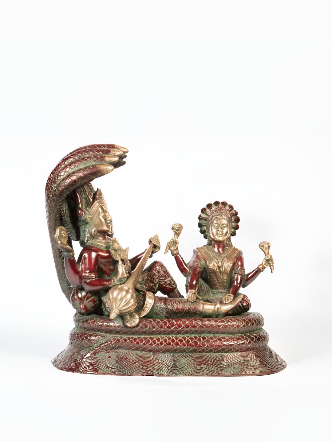 

Arihant Craft Gold-toned & Red Brass Vishnu & Lakshmi Medium Showpiece