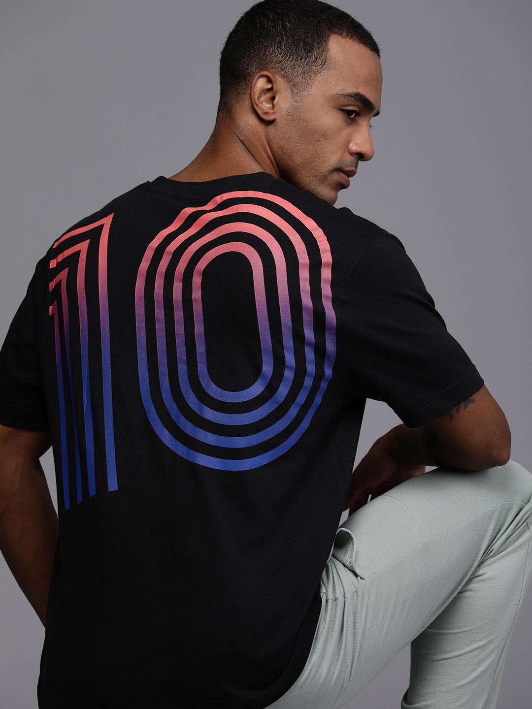 

HRX by Hrithik Roshan Men Typography Printed Pure Cotton T-shirt, Black