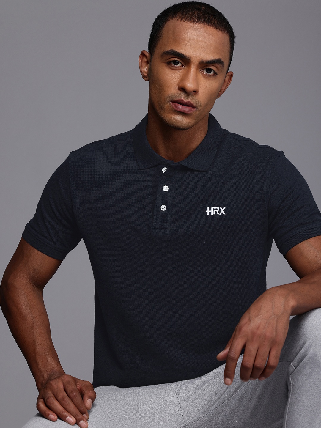 

HRX by Hrithik Roshan Men Polo Collar T-shirt, Navy blue