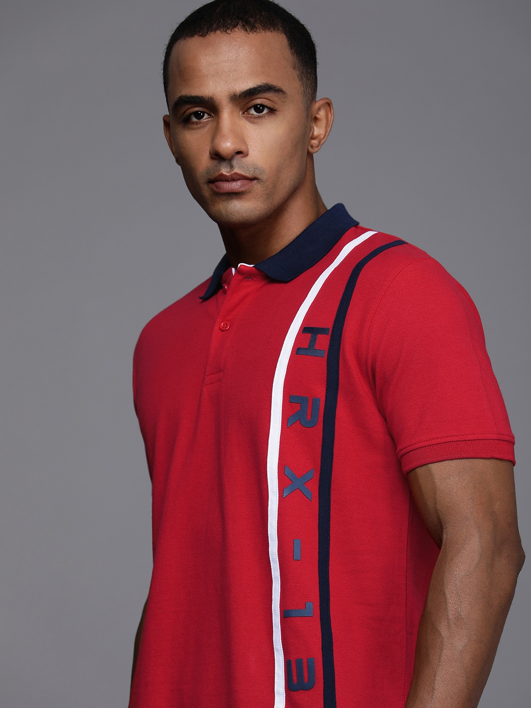 

HRX by Hrithik Roshan Men Brand Logo Printed Polo Collar Pure Cotton T-shirt, Red