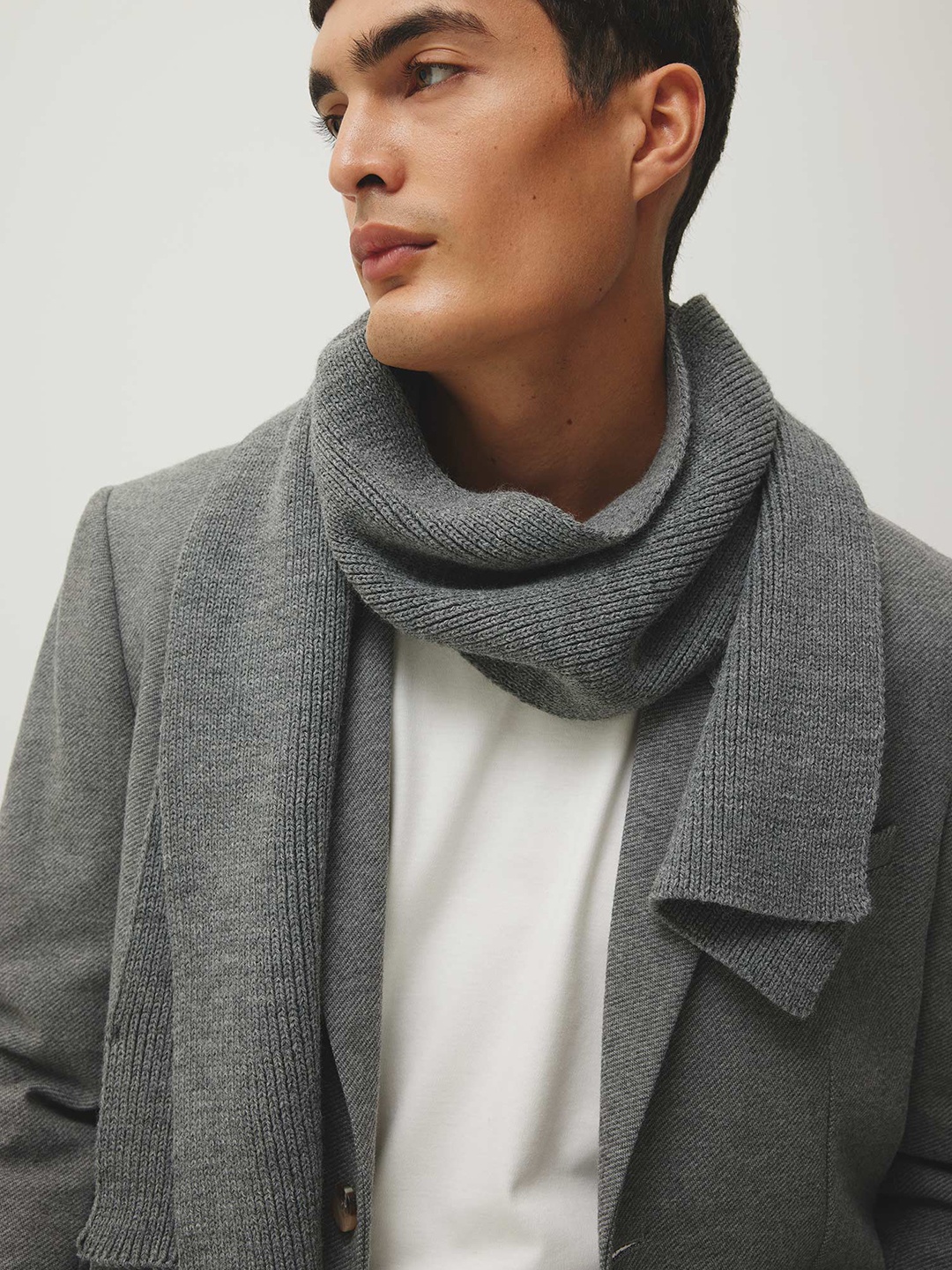 

DeFacto Men Ribbed Acrylic Scarf, Grey