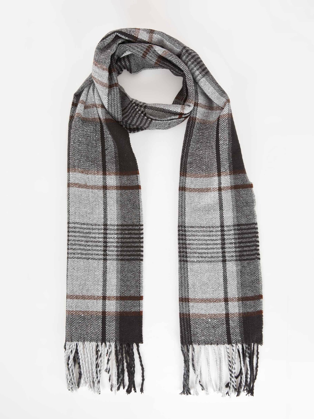 

DeFacto Men Checked Scarf, Grey