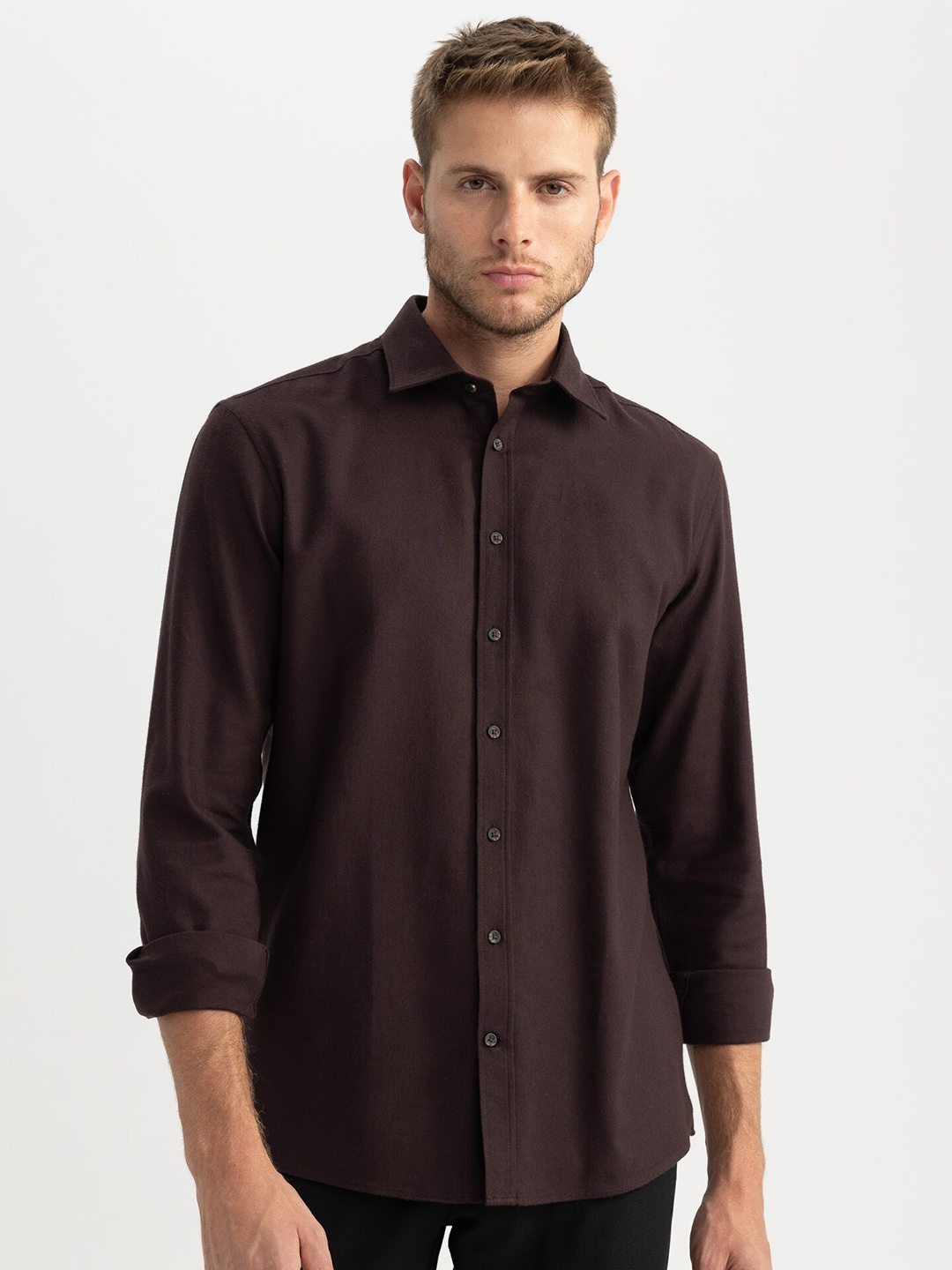 

DeFacto Spread Collar Casual Pure Cotton Shirt, Brown