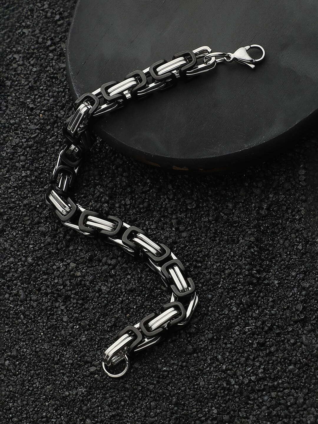 

French Accent Men Silver Plated Twisted Link Bracelet