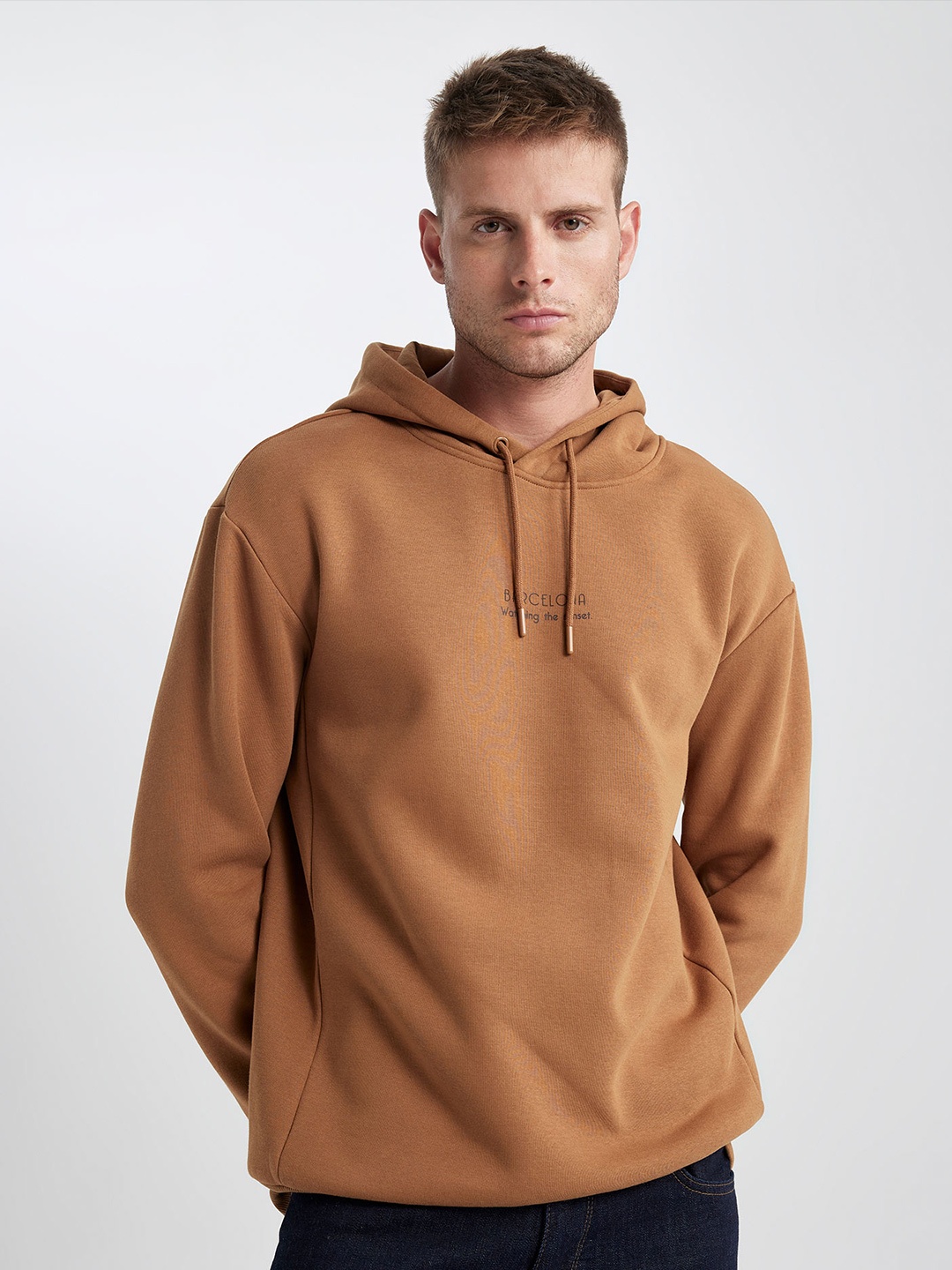 

DeFacto Hooded Pullover Sweatshirt, Brown