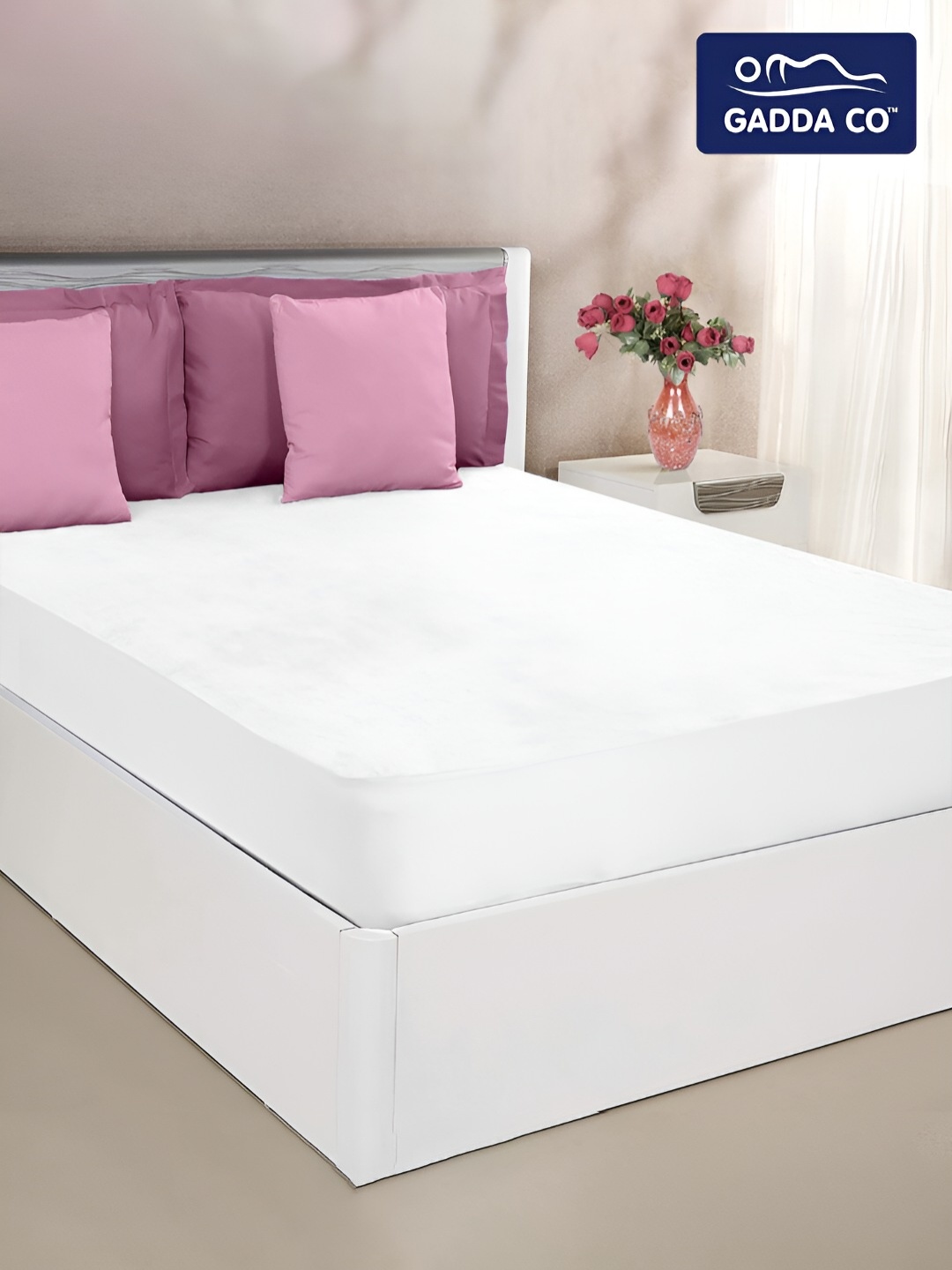 

GADDA CO Maroon Twin Bed 100% Waterproof Premium Polycotton Mattress Protector, White