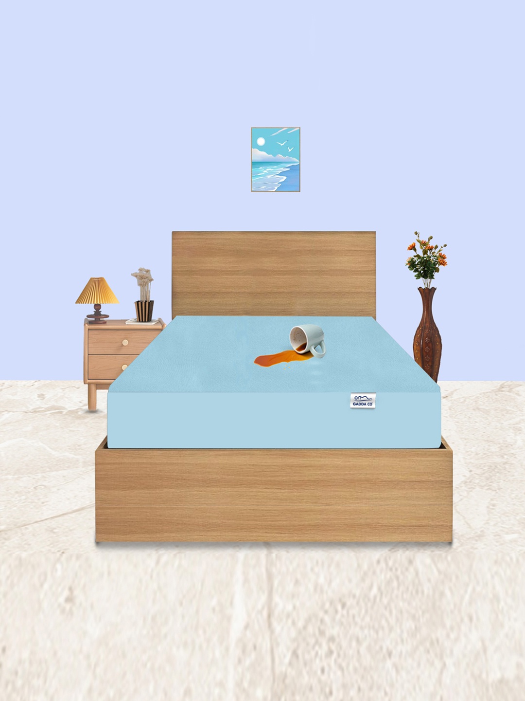 

GADDA CO Blue Twin Bed 100% Waterproof Premium Polycotton Mattress Protector