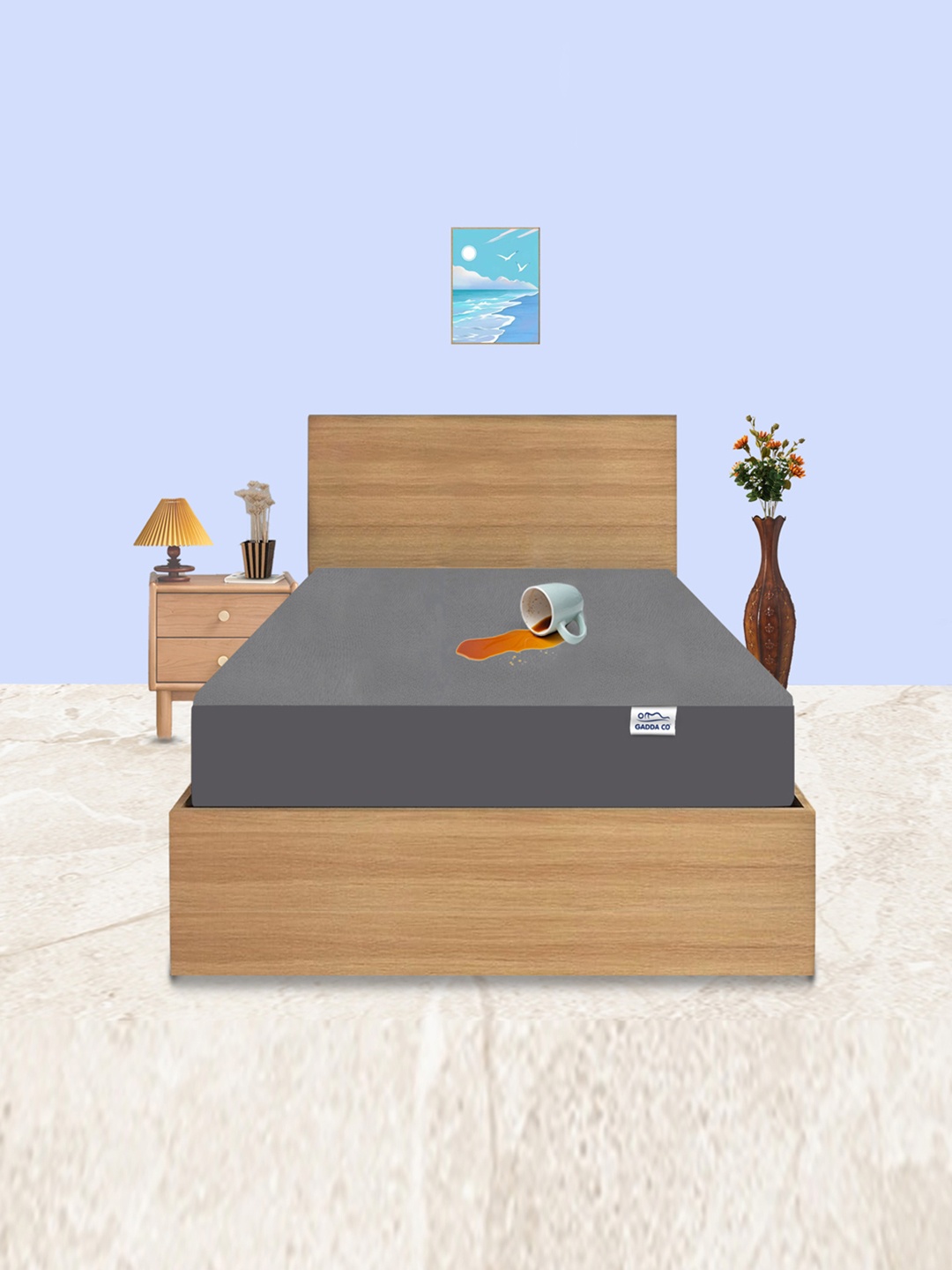 

GADDA CO Grey Twin Bed 100% Waterproof Premium Polycotton Mattress Protector