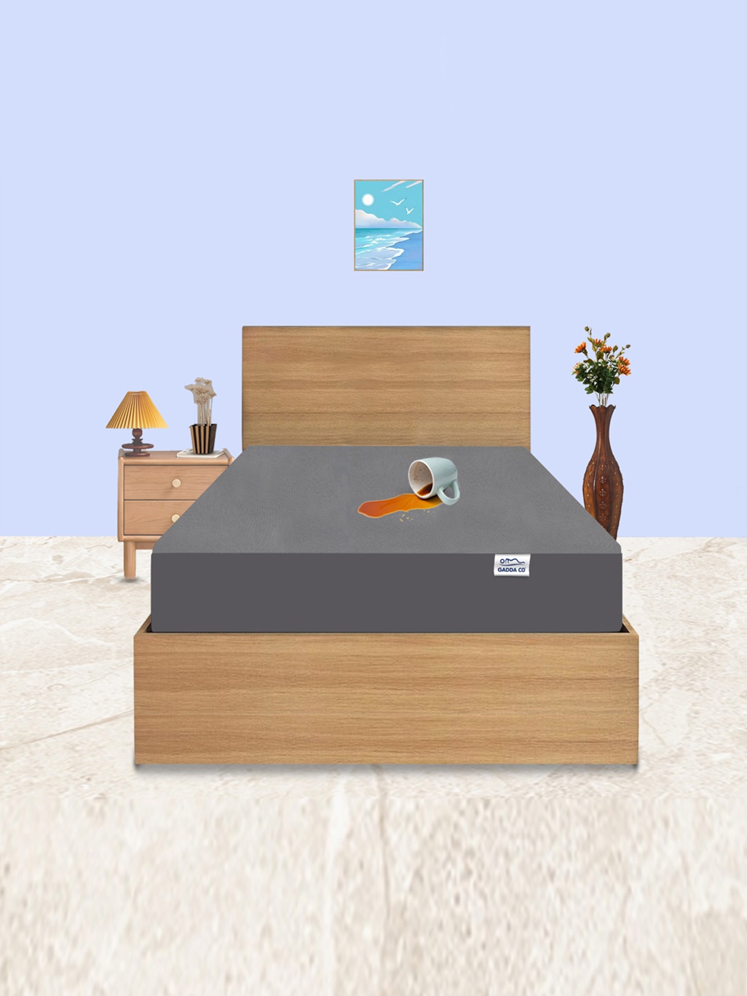 

GADDA CO Grey Twin Bed 100% Waterproof Premium Polycotton Mattress Protector