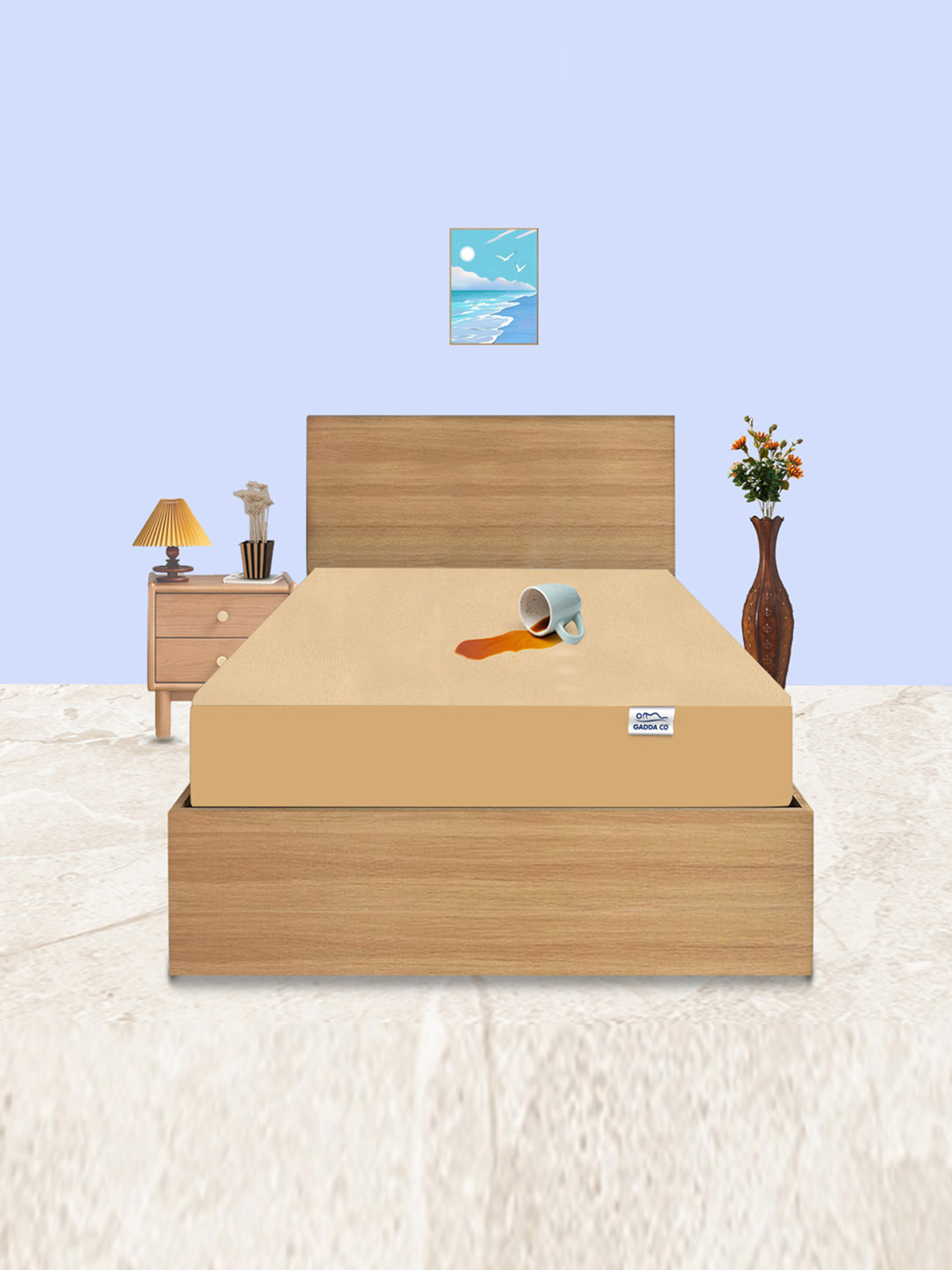 

GADDA CO Beige Twin Bed 100% Waterproof Premium Polycotton Mattress Protector