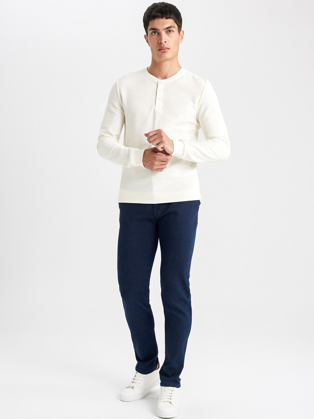 

DeFacto Men Mid-Rise Trousers, Blue