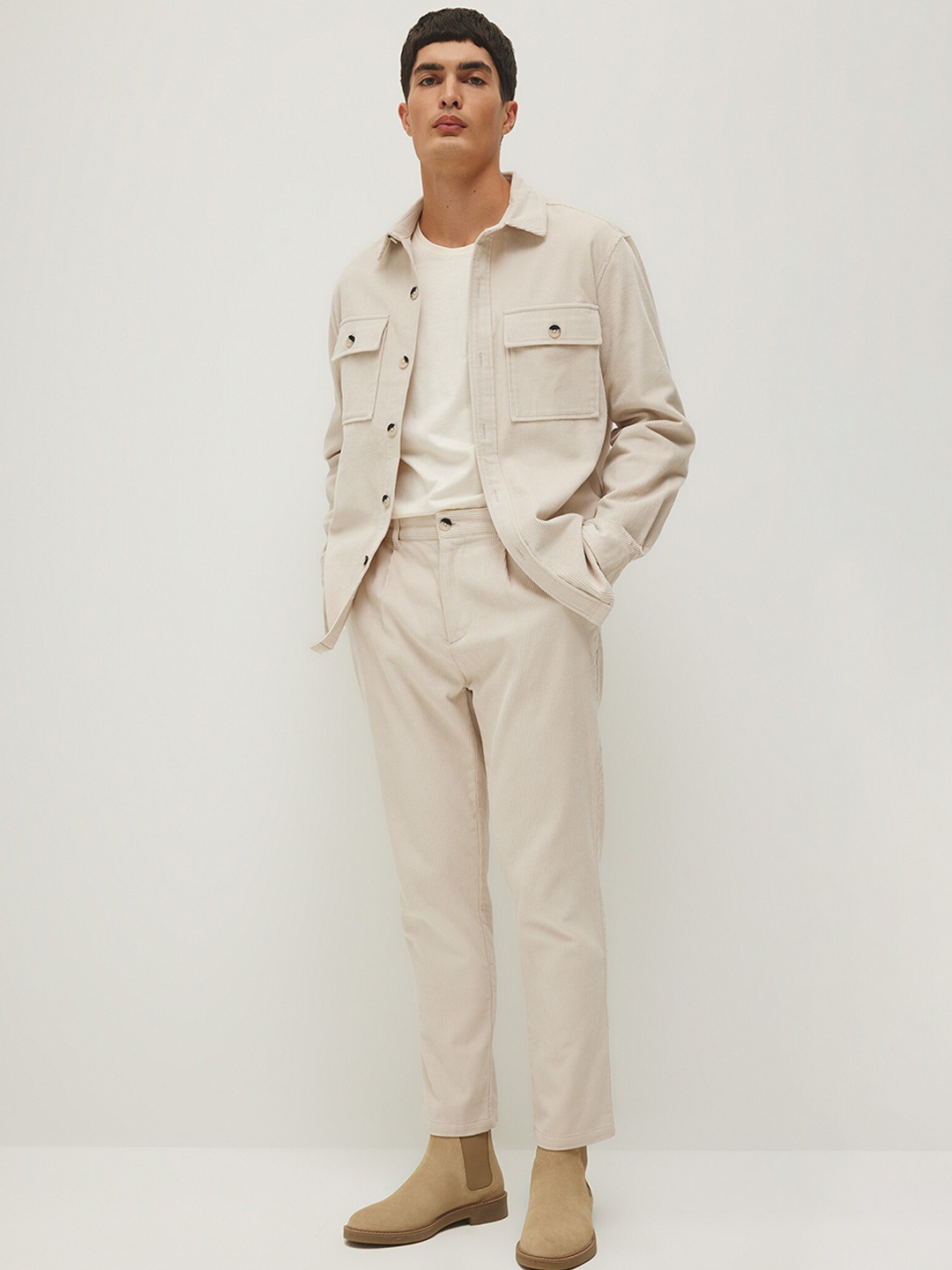 

DeFacto Men Mid-Rise Smart Chinos Trousers, Beige